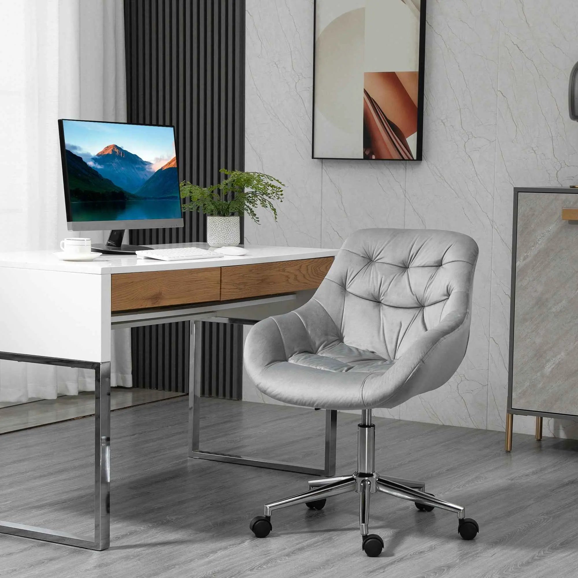 Velvet Home Office Chair with Adjustable Height - Ergo Heights