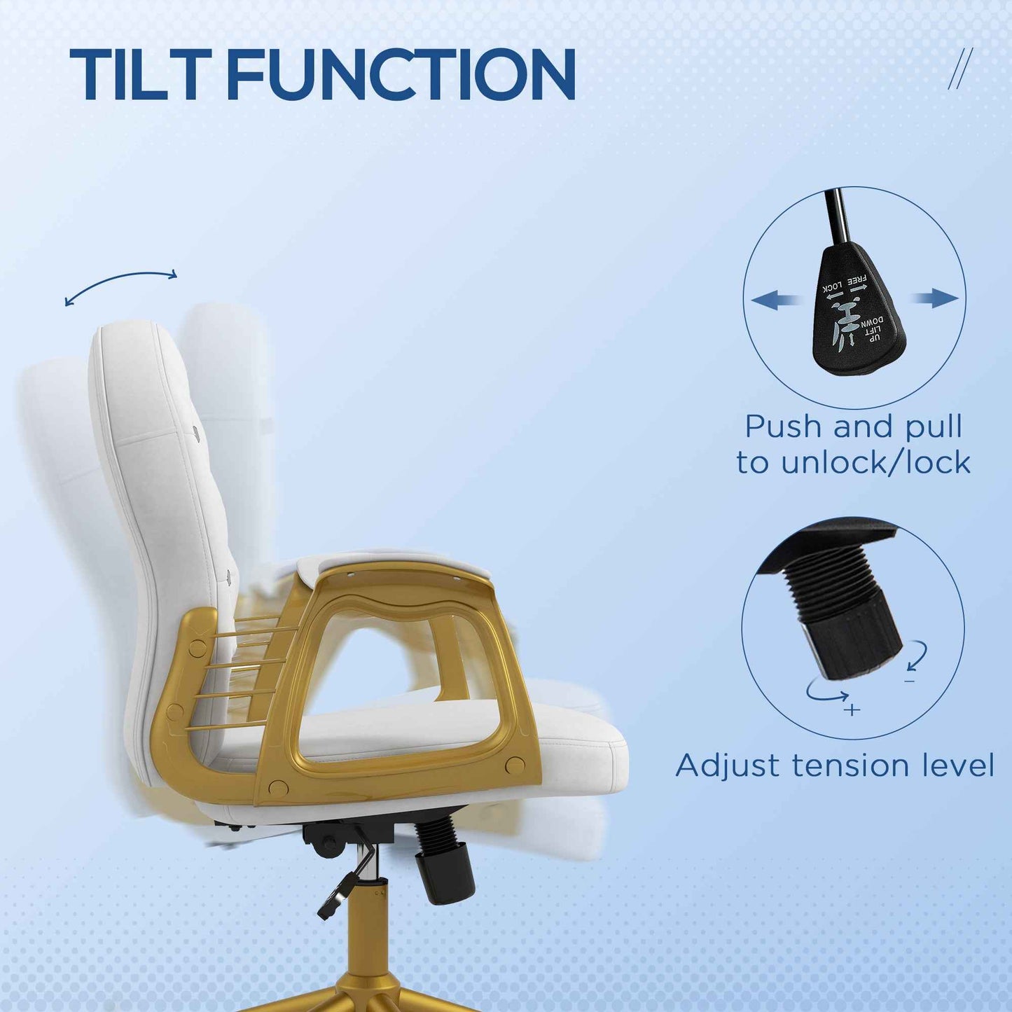 Ergo Heights Diamante Swivel Office Chair White Gold - Ergo Heights