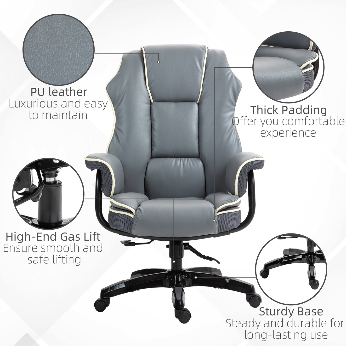 Office Chair, PU Leather Computer Desk Chair with Reclining
