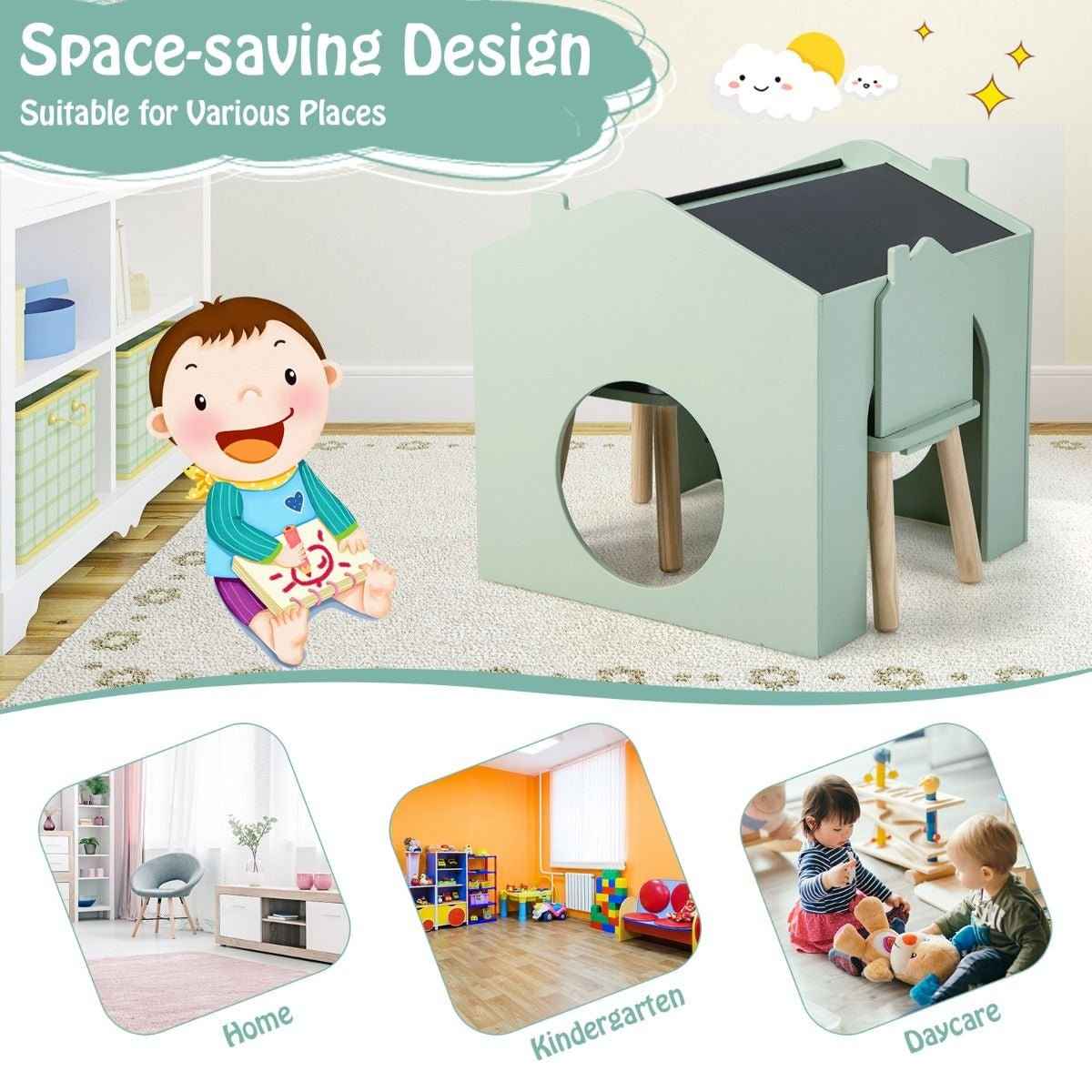 Ergo Heights Children's Chalkboard Table Set with Chairs - Ergo Heights