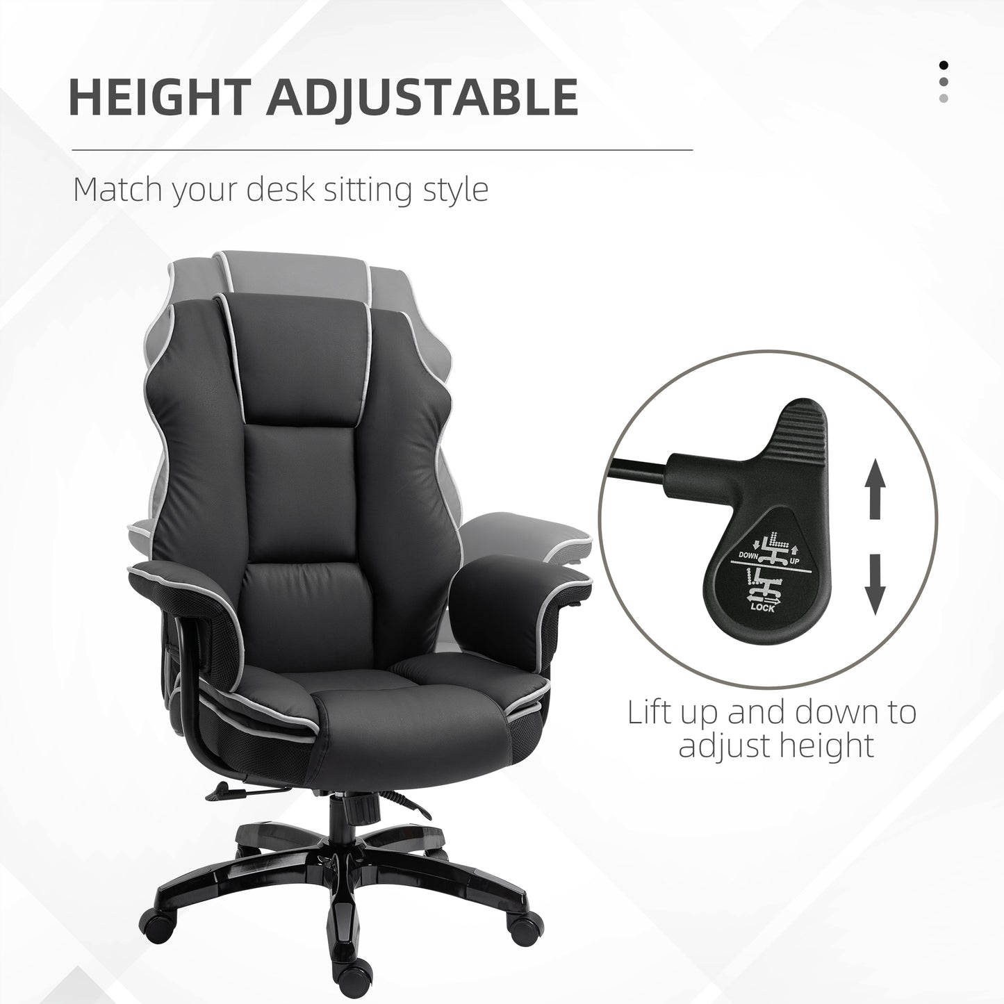 Office Chair, PU Leather Computer Desk Chair with Reclining