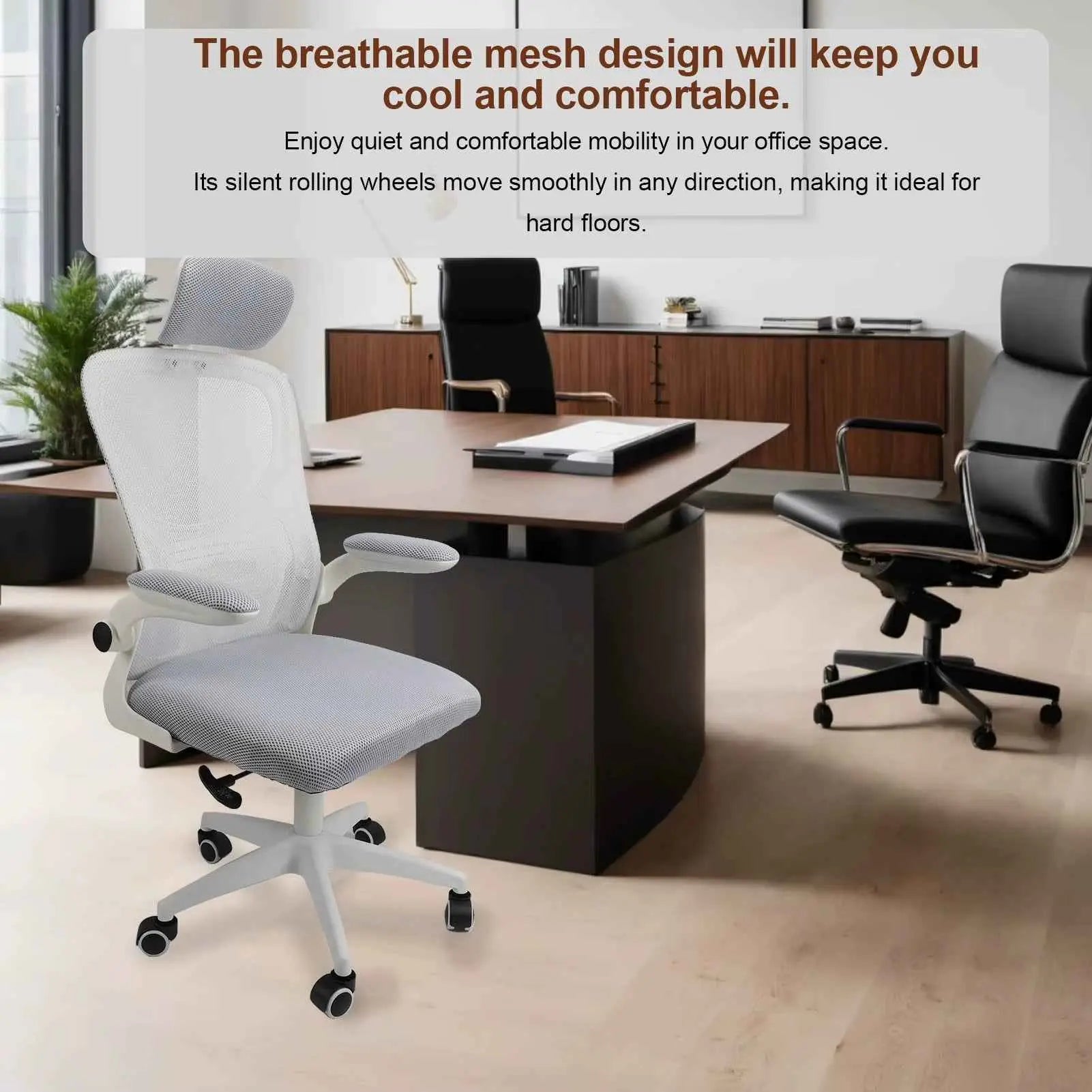 Office Chair with Lumbar Support & 3D Headrest - Ergo Heights