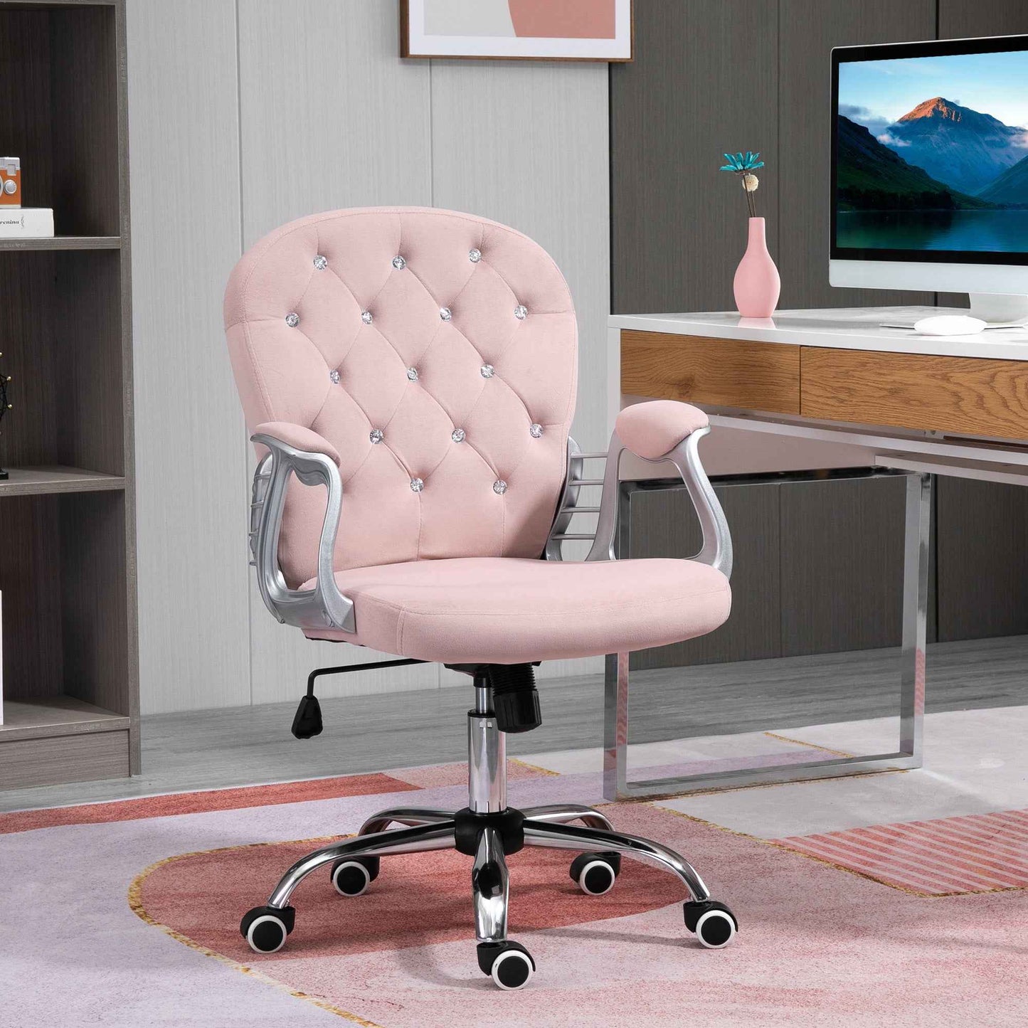 Ergo Heights Diamante Swivel Office Chair White Gold - Ergo Heights