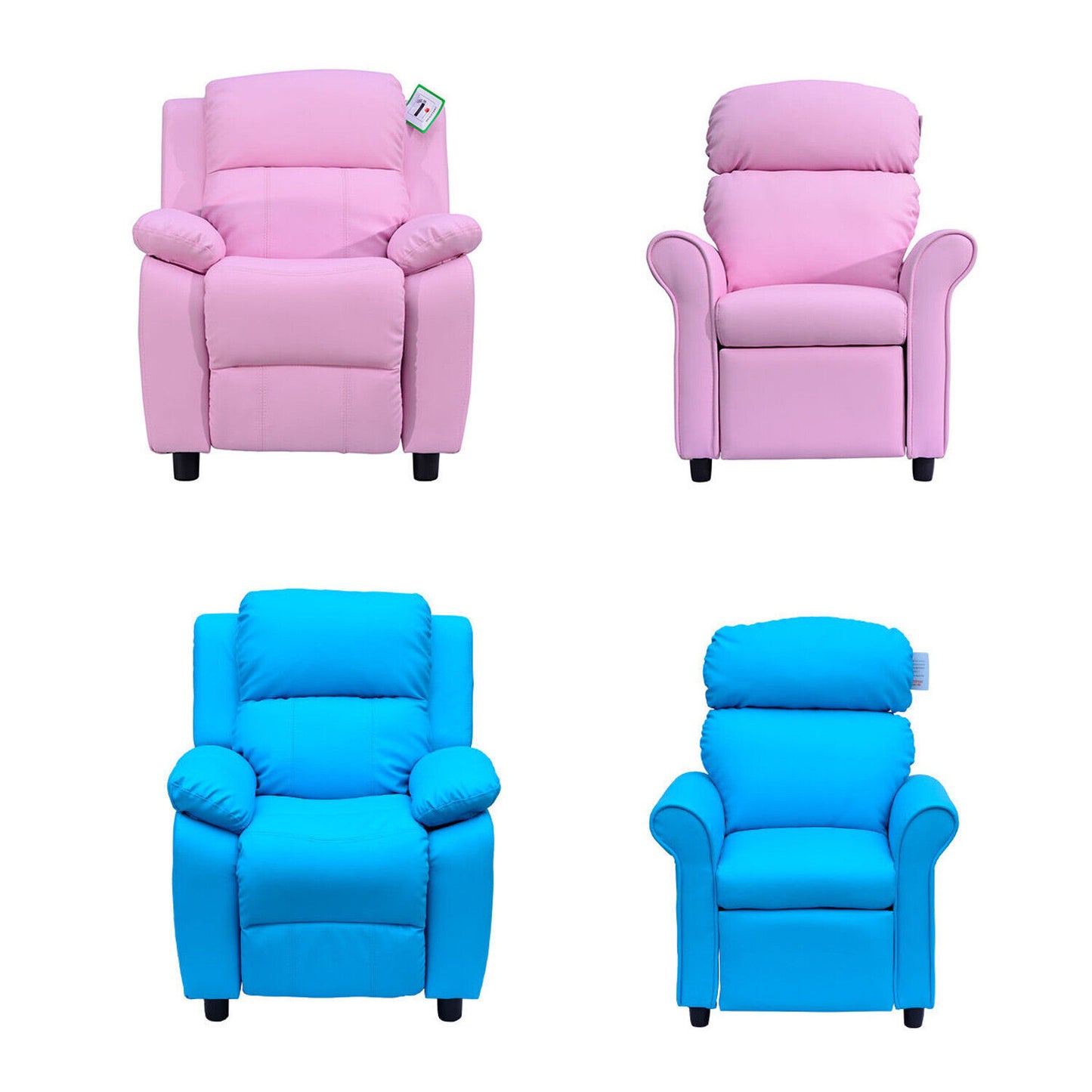Kids Recliner Armchair Games Chair Sofa Childrens Seat in PU Leather Pink Blue