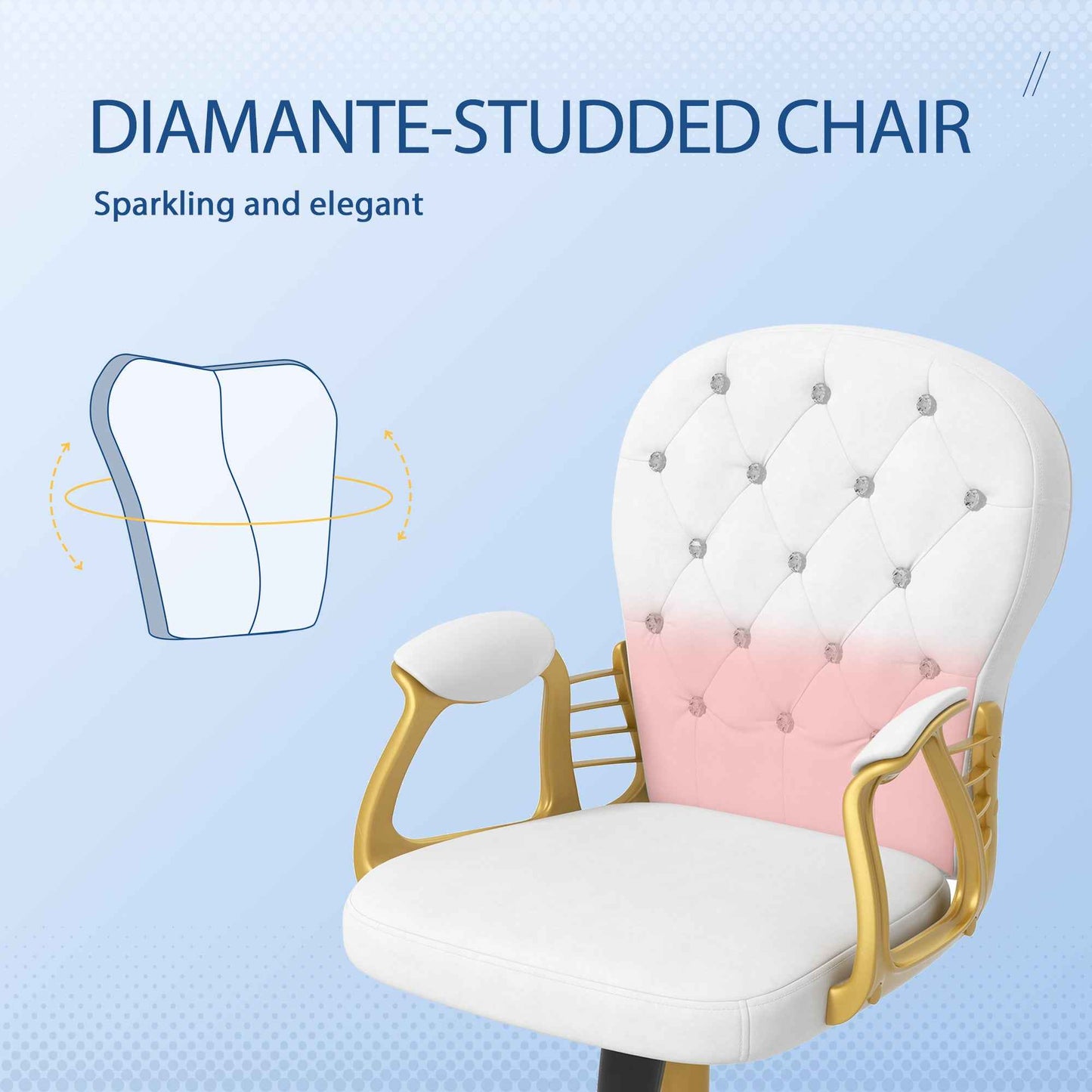 Ergo Heights Diamante Swivel Office Chair White Gold - Ergo Heights