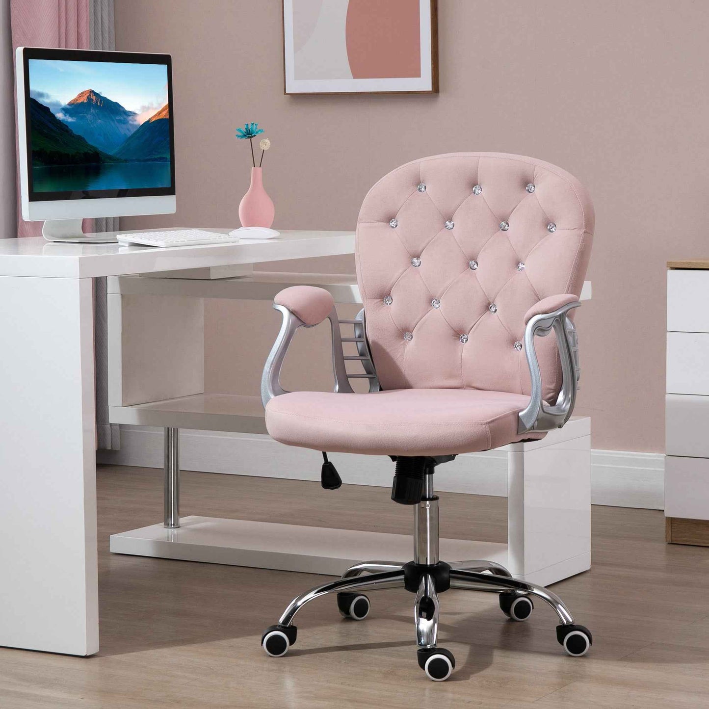 Ergo Heights Diamante Swivel Office Chair White Gold - Ergo Heights