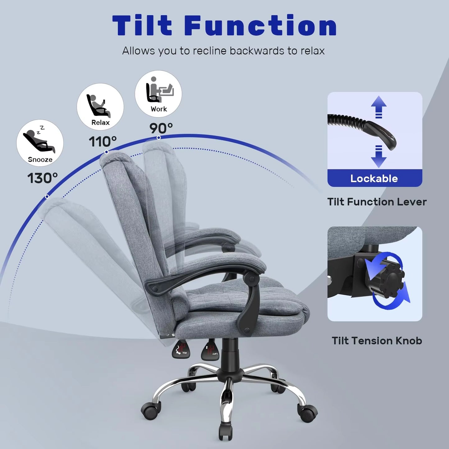 Executive Office Chair High Back Desk Chair Ergonomic Recliner Computer Chair PU Leather Gaming Chair for Home Office Working
