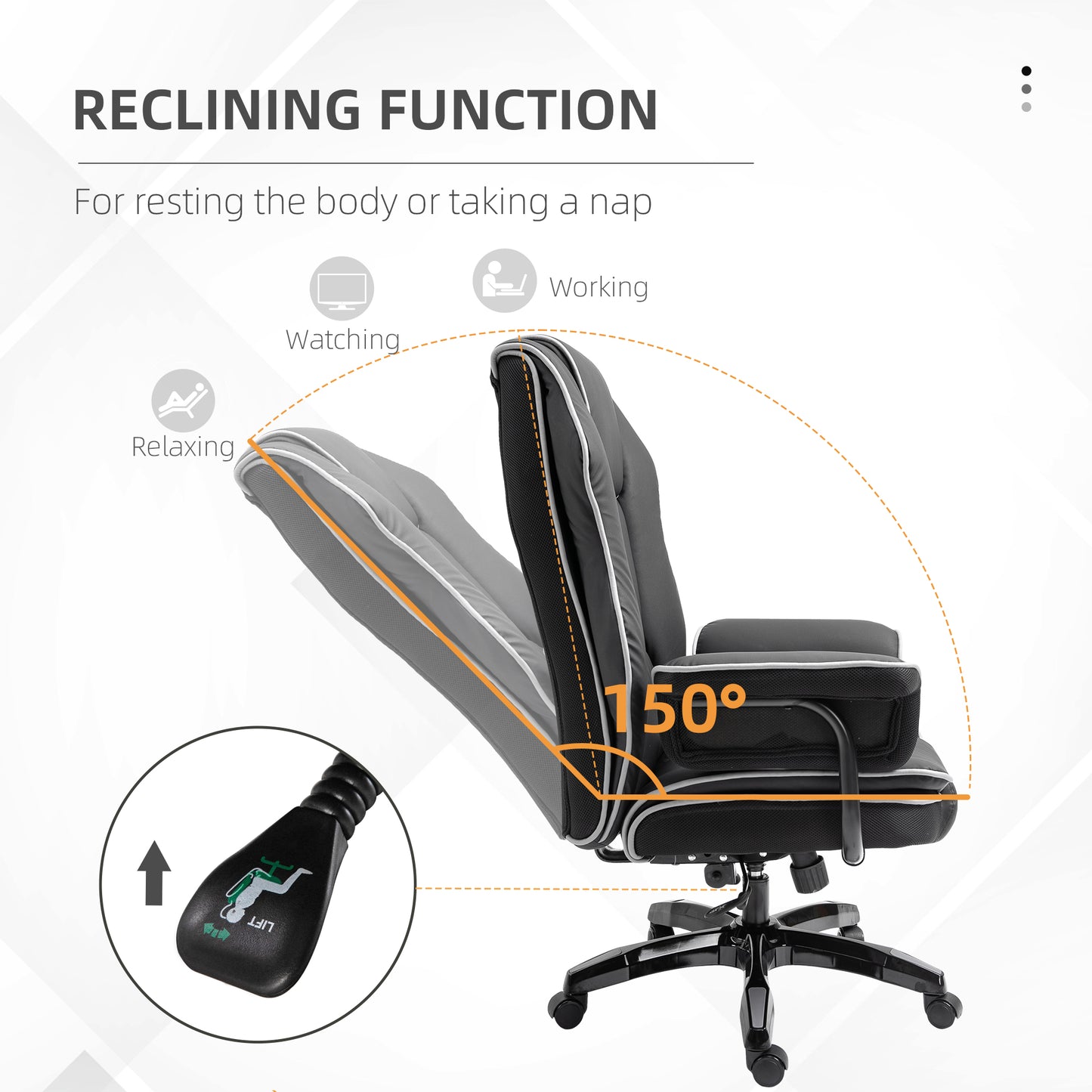 Office Chair, PU Leather Computer Desk Chair with Reclining