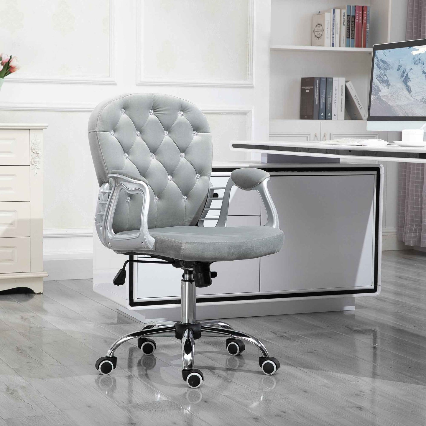 Ergo Heights Diamante Swivel Office Chair White Gold - Ergo Heights