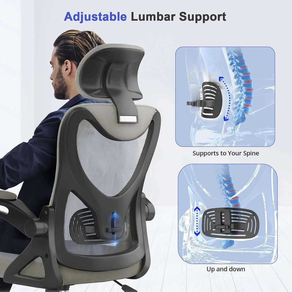 Ergonomic High-Back Mesh Office Chair – Light Grey