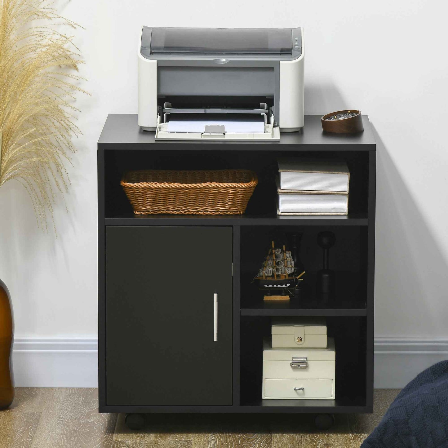 Multi-Storage Printer Unit Office Organisation 5 Compartments Wheels - Ergo Heights