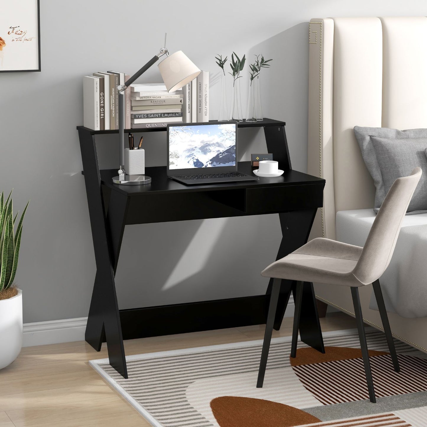 Computer Desk with Storage Drawer and Monitor Stand Riser