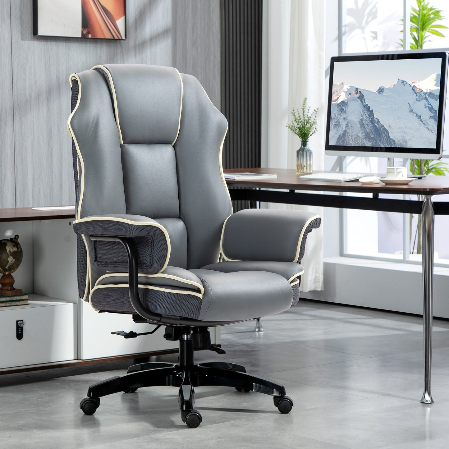 Office Chair, PU Leather Computer Desk Chair with Reclining