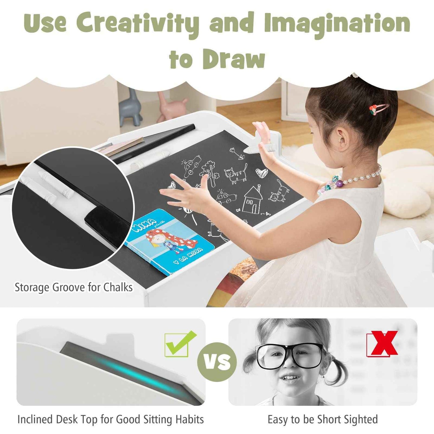 Ergo Heights Children's Chalkboard Table Set with Chairs - Ergo Heights