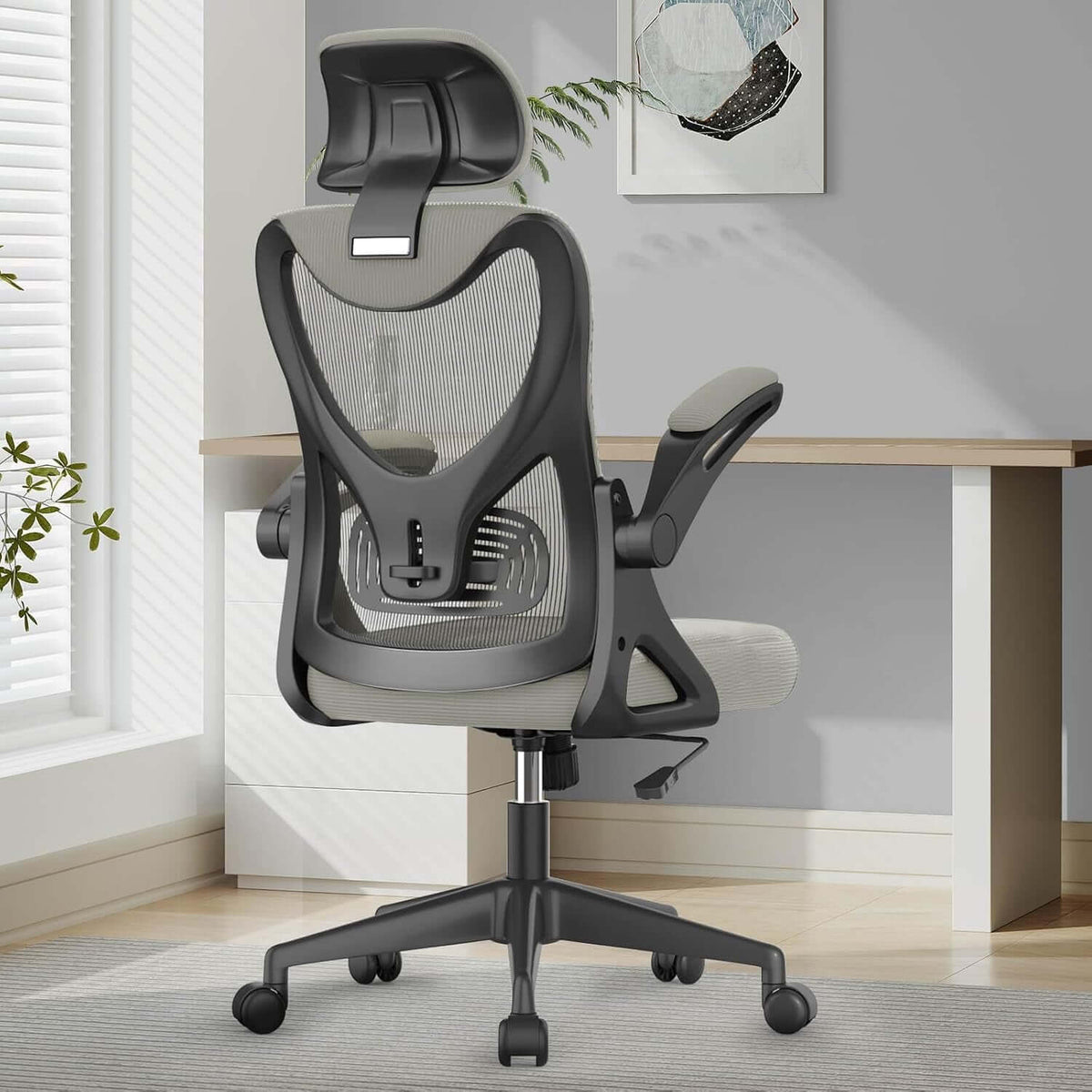 Ergonomic High-Back Mesh Office Chair – Light Grey