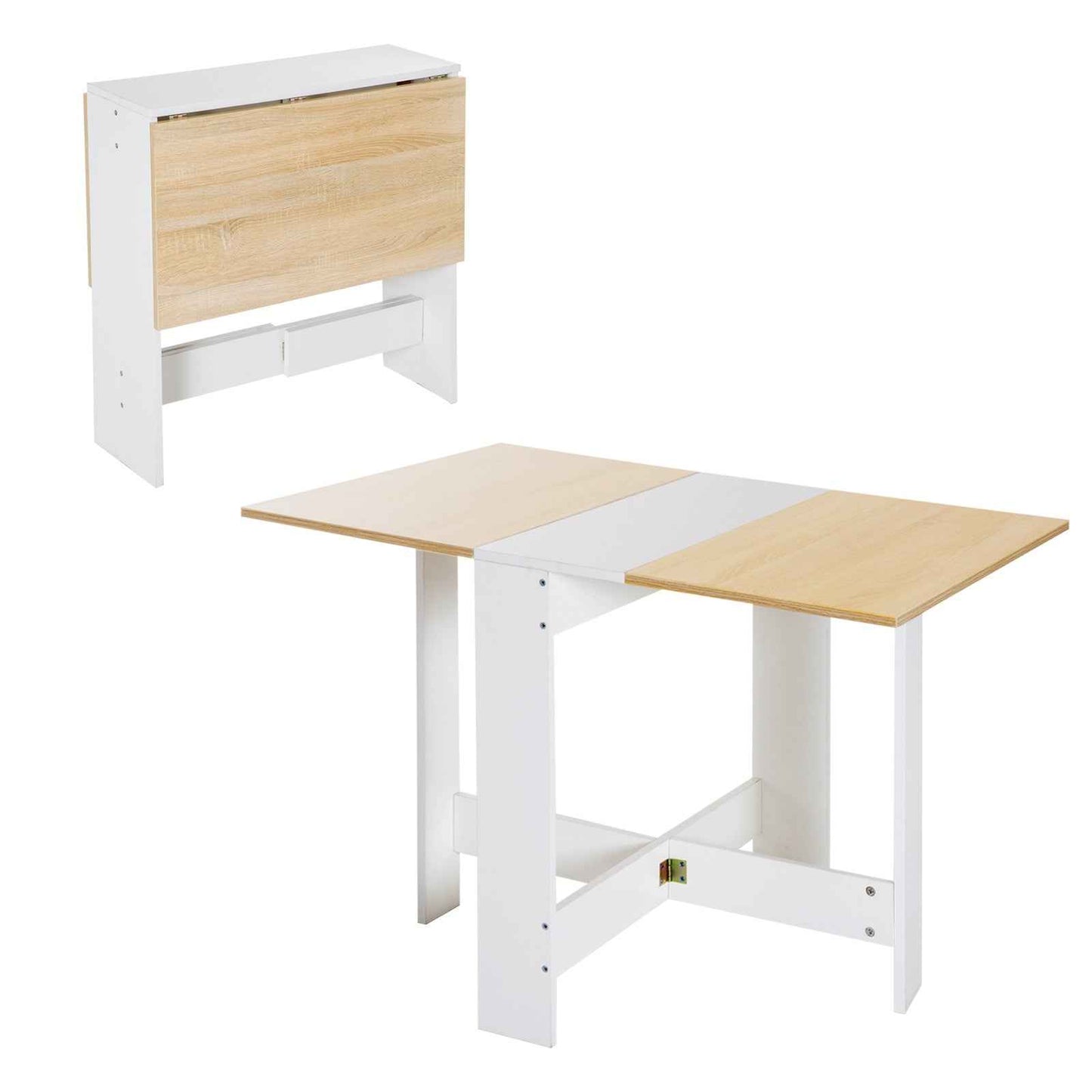 HOMCOM Wooden Folding Table Writing Desk Oak, White Home Office