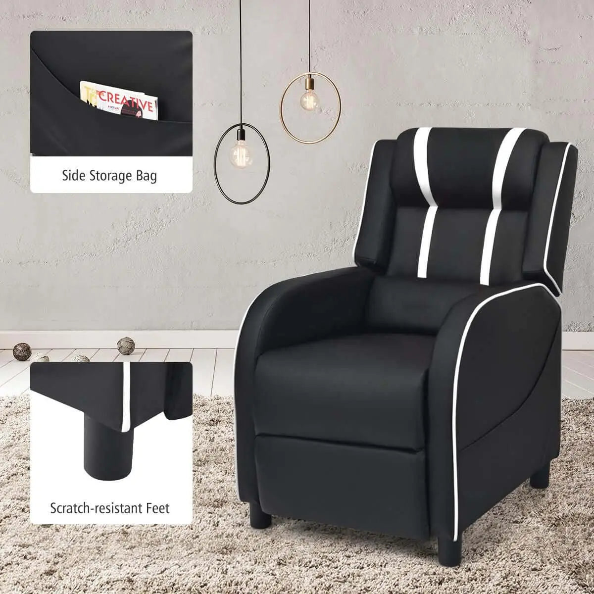 Adjustable Gaming Chair with Footrest Headrest and Lumbar Support
