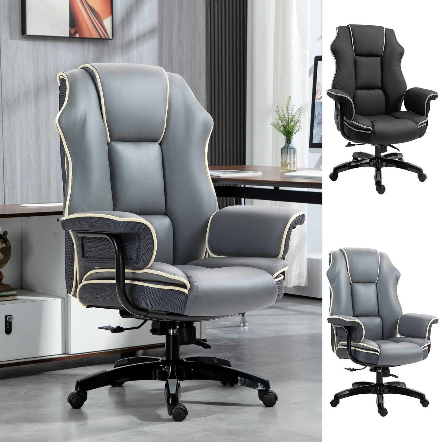 Office Chair, PU Leather Computer Desk Chair with Reclining