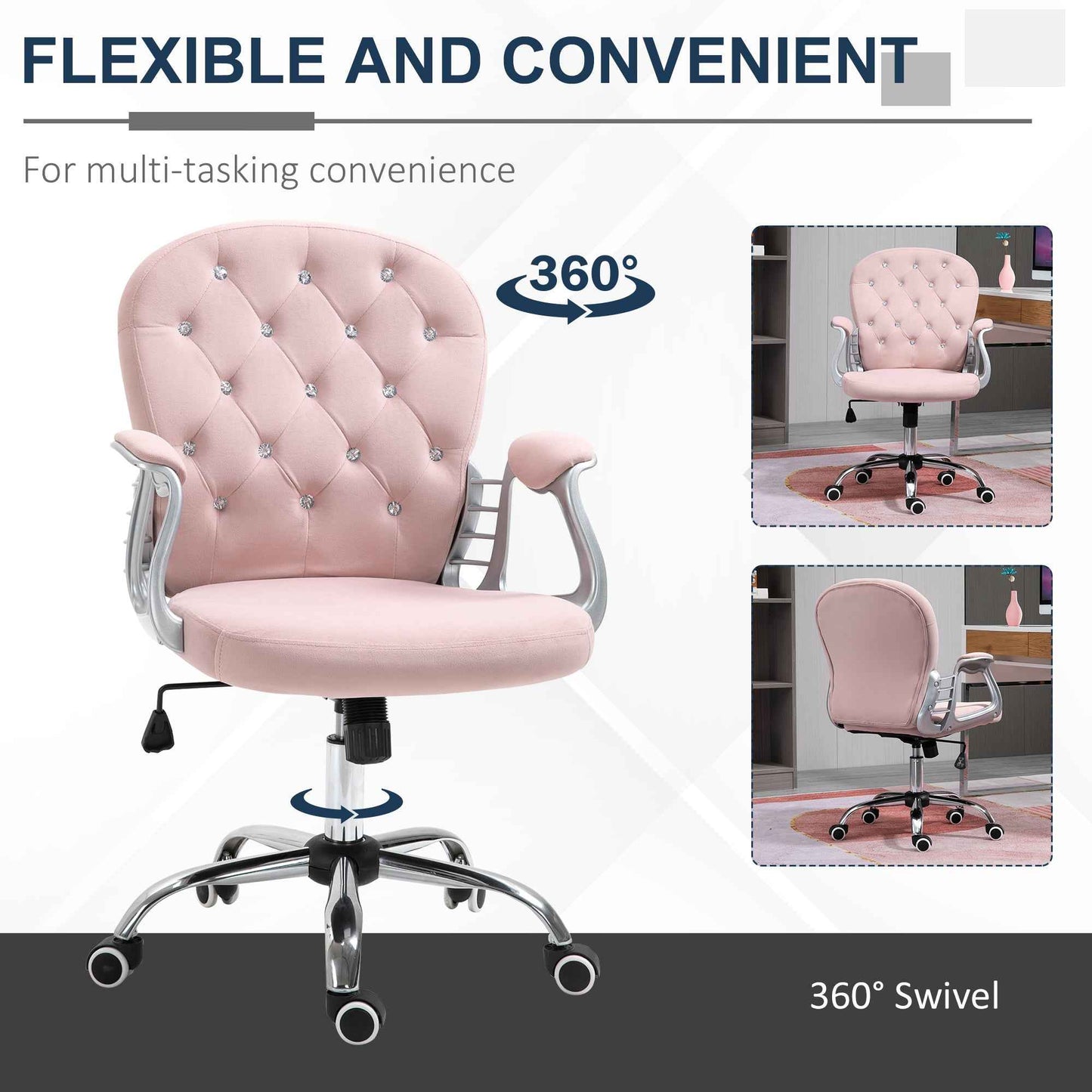 Ergo Heights Diamante Swivel Office Chair White Gold - Ergo Heights