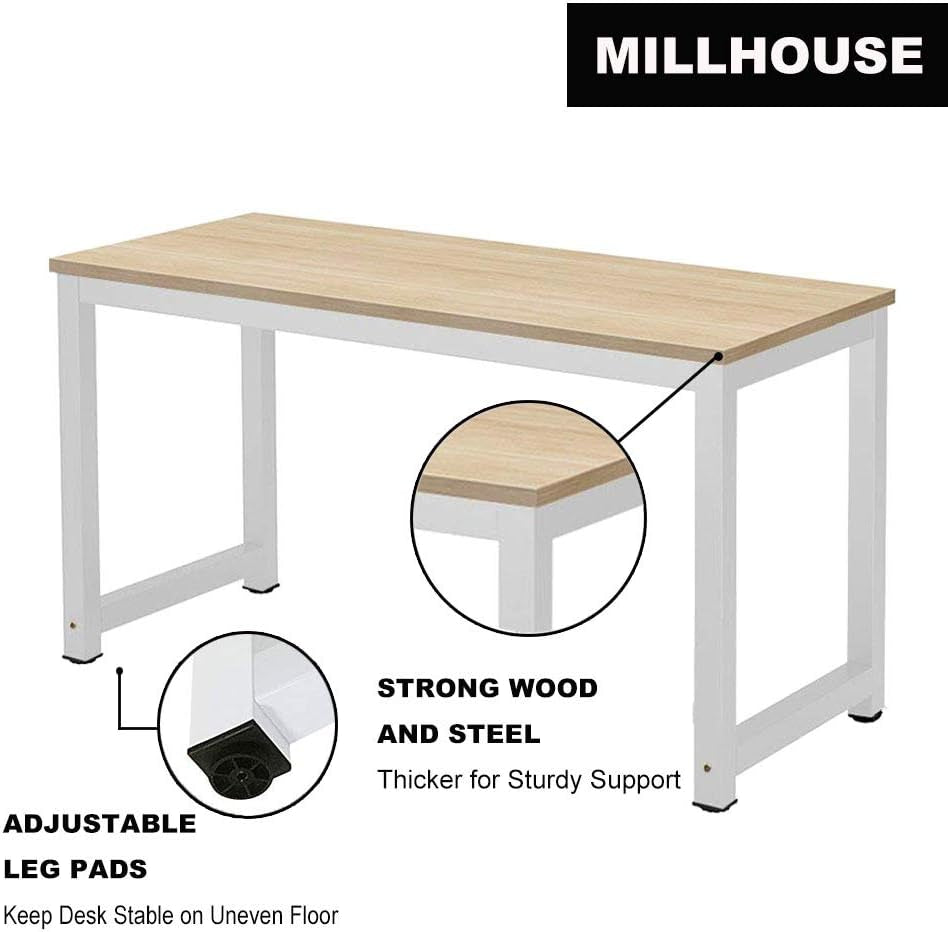 Computer Desk 120×60 cm | Home Office, Study & Gaming | Beech White - Ergo Heights