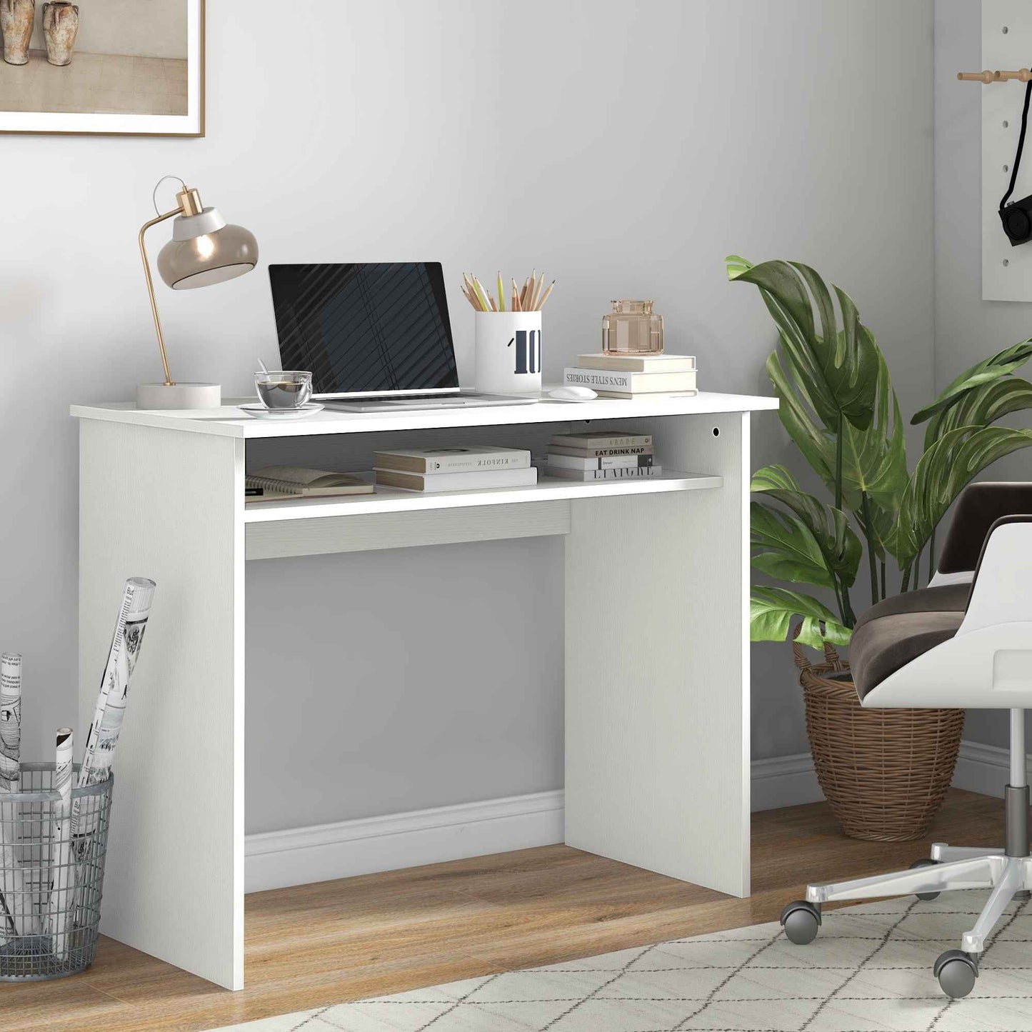 Writing Desk Laptop Table Workstation with Shelf Home Office - Ergo Heights