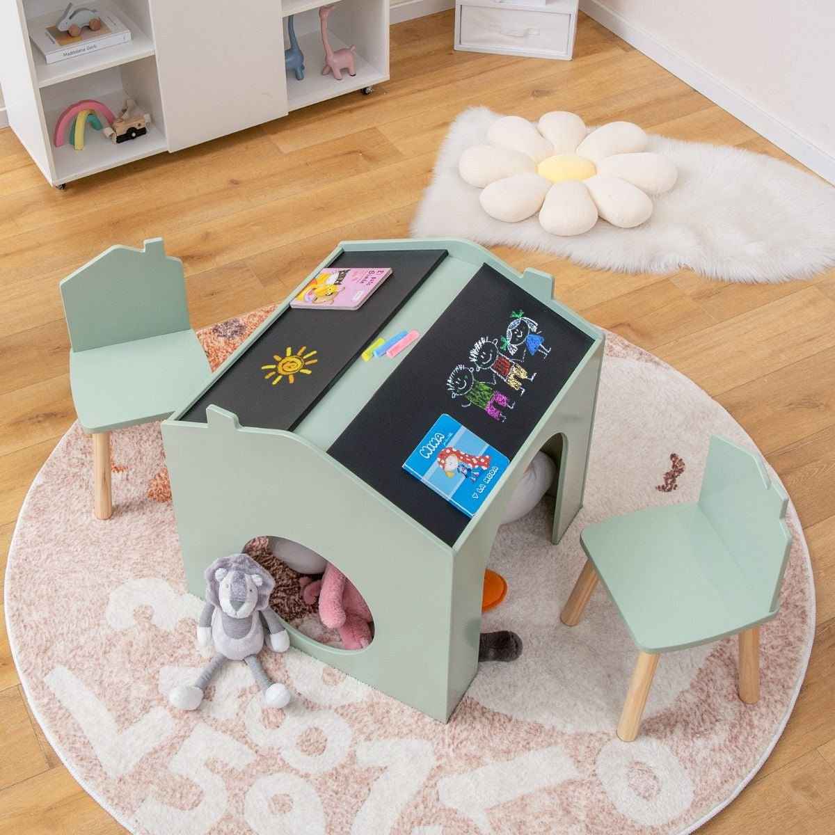 Ergo Heights Children's Chalkboard Table Set with Chairs - Ergo Heights