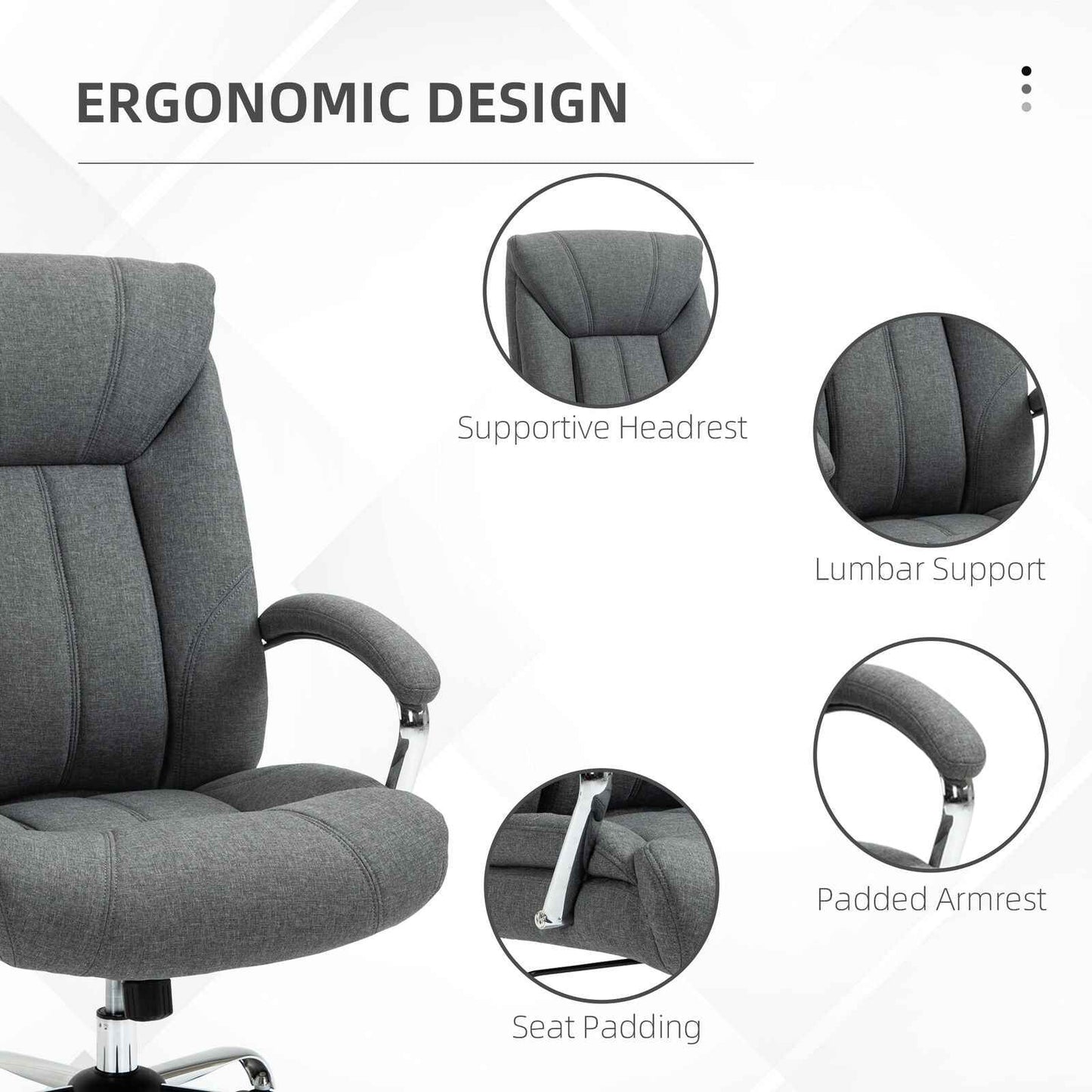 Ergo Heights Adjustable Ergonomic Office Chair with Padded Support - Ergo Heights