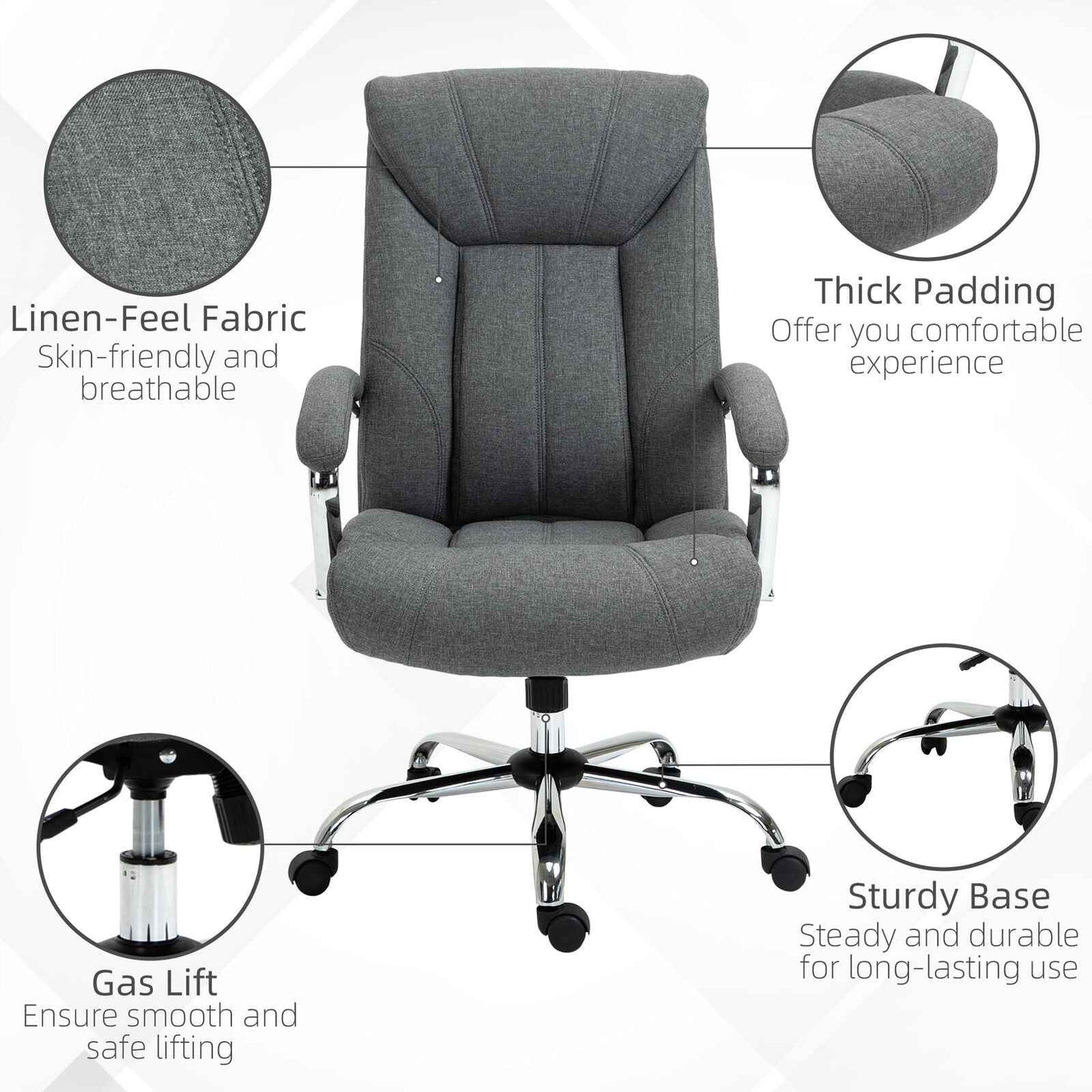 Ergo Heights Adjustable Ergonomic Office Chair with Padded Support - Ergo Heights