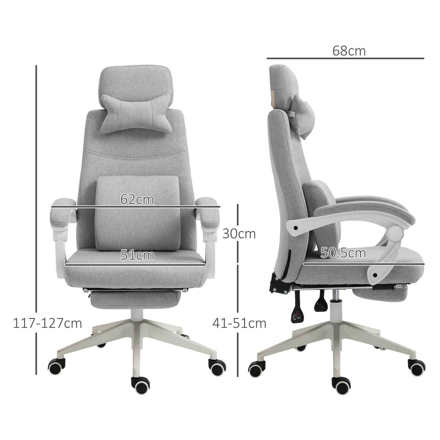 Home Office Chair Swivel Desk Chair with Adjustable Height Footrest Grey - Ergo Heights
