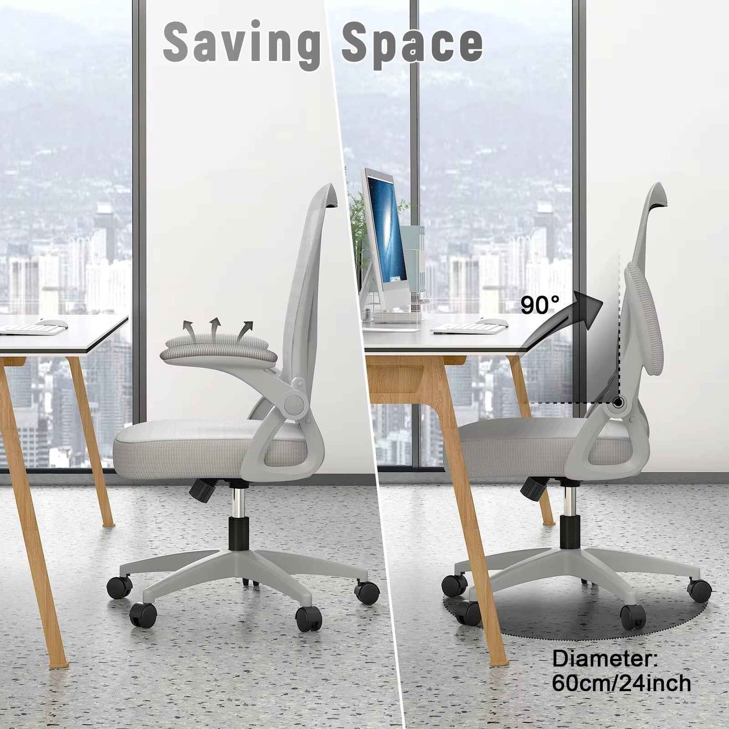 Ergo Heights Breathable Mesh Seat Computer Chair with Adjustable Armrests - Ergo Heights