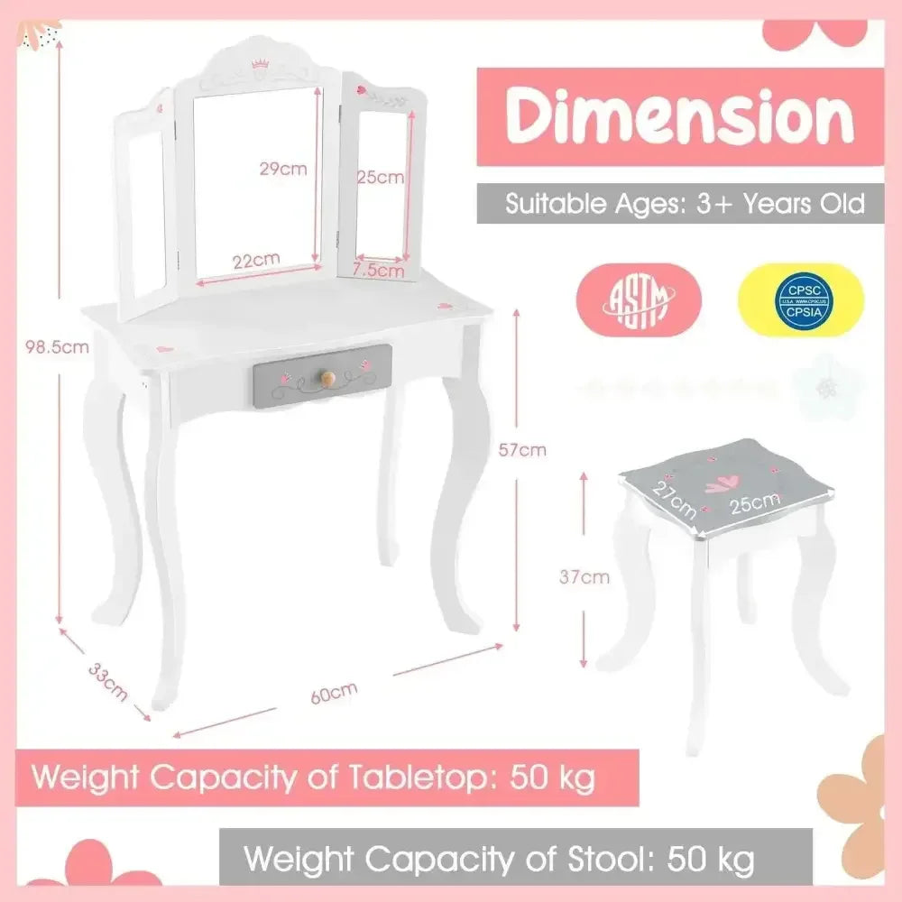 Kids Vanity Table Set with Chair – Ergo Heights - Ergo Heights