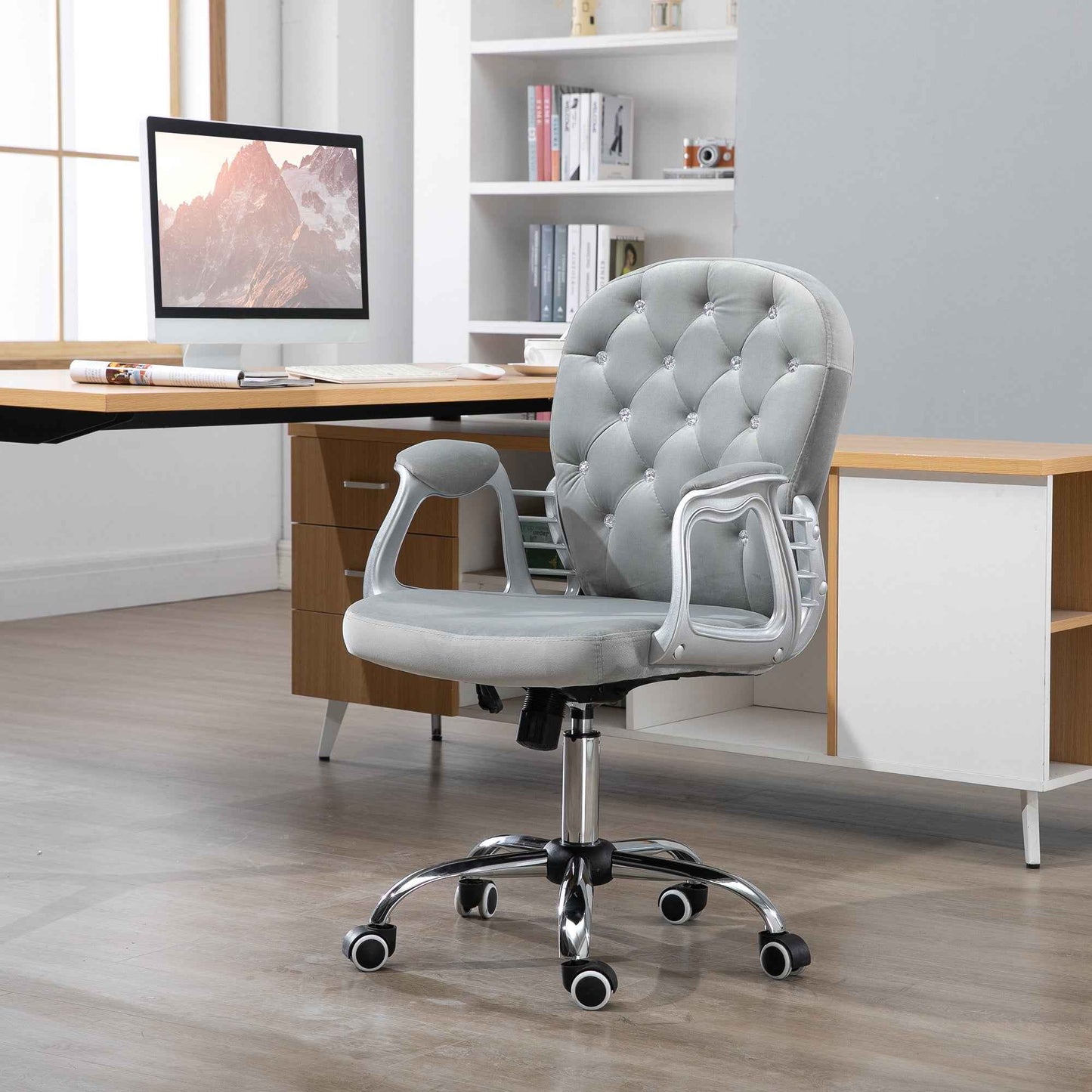 Ergo Heights Diamante Swivel Office Chair White Gold - Ergo Heights