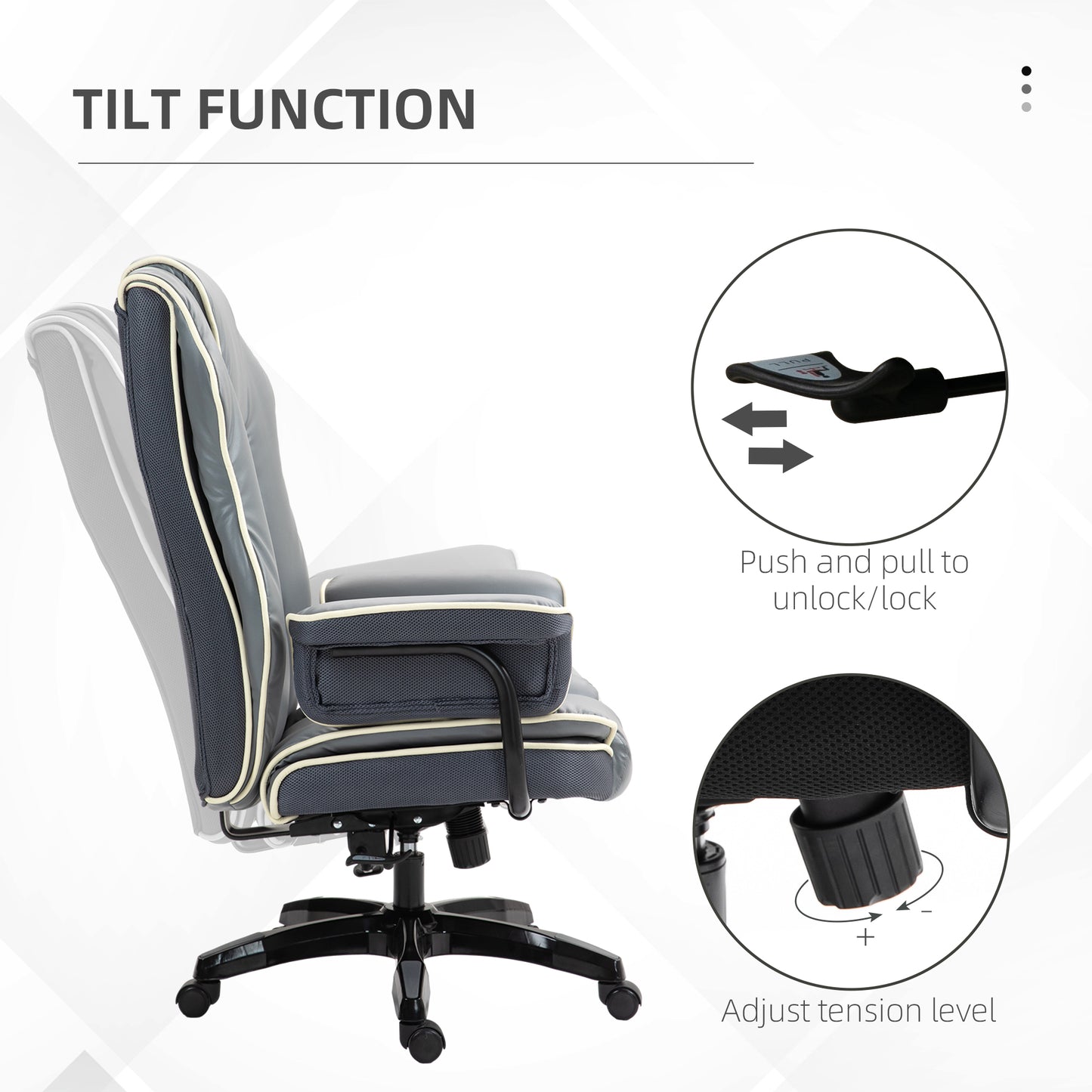 Office Chair, PU Leather Computer Desk Chair with Reclining