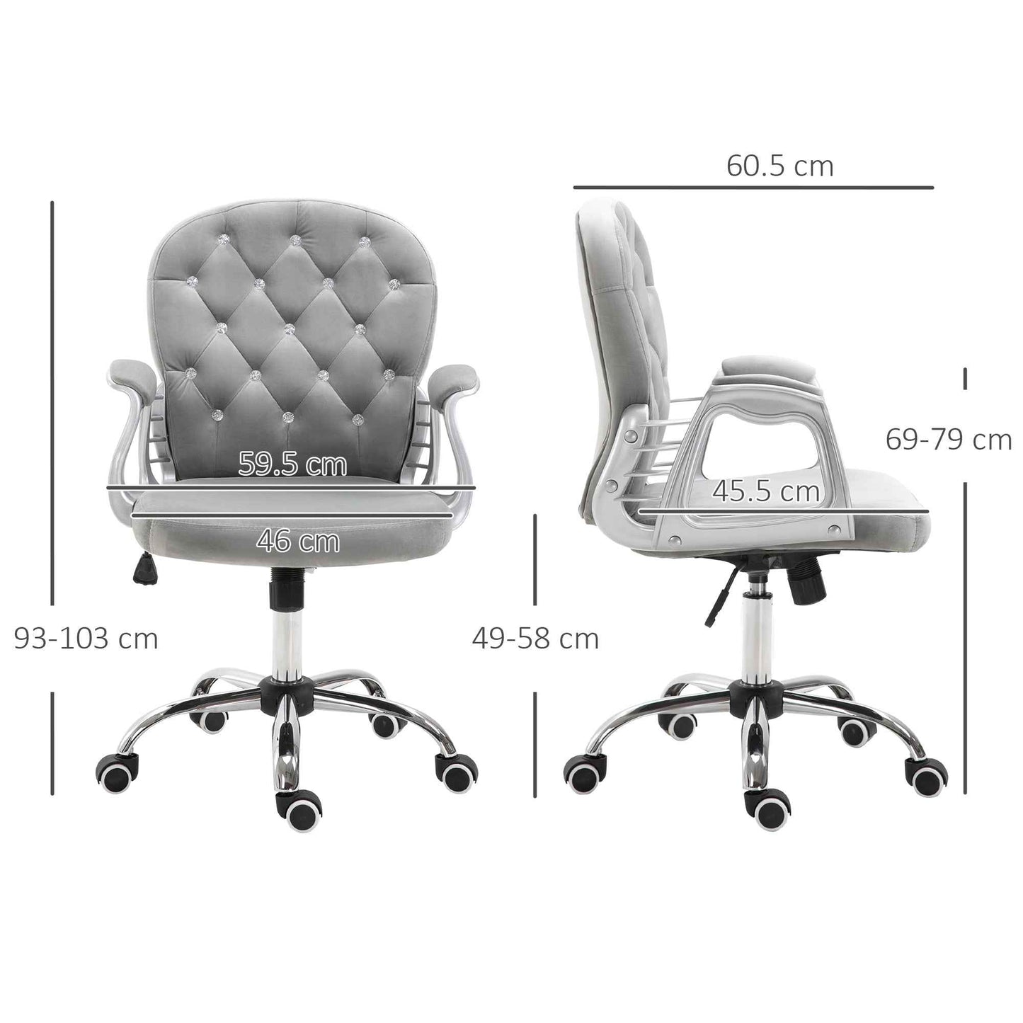 Ergo Heights Diamante Swivel Office Chair White Gold - Ergo Heights