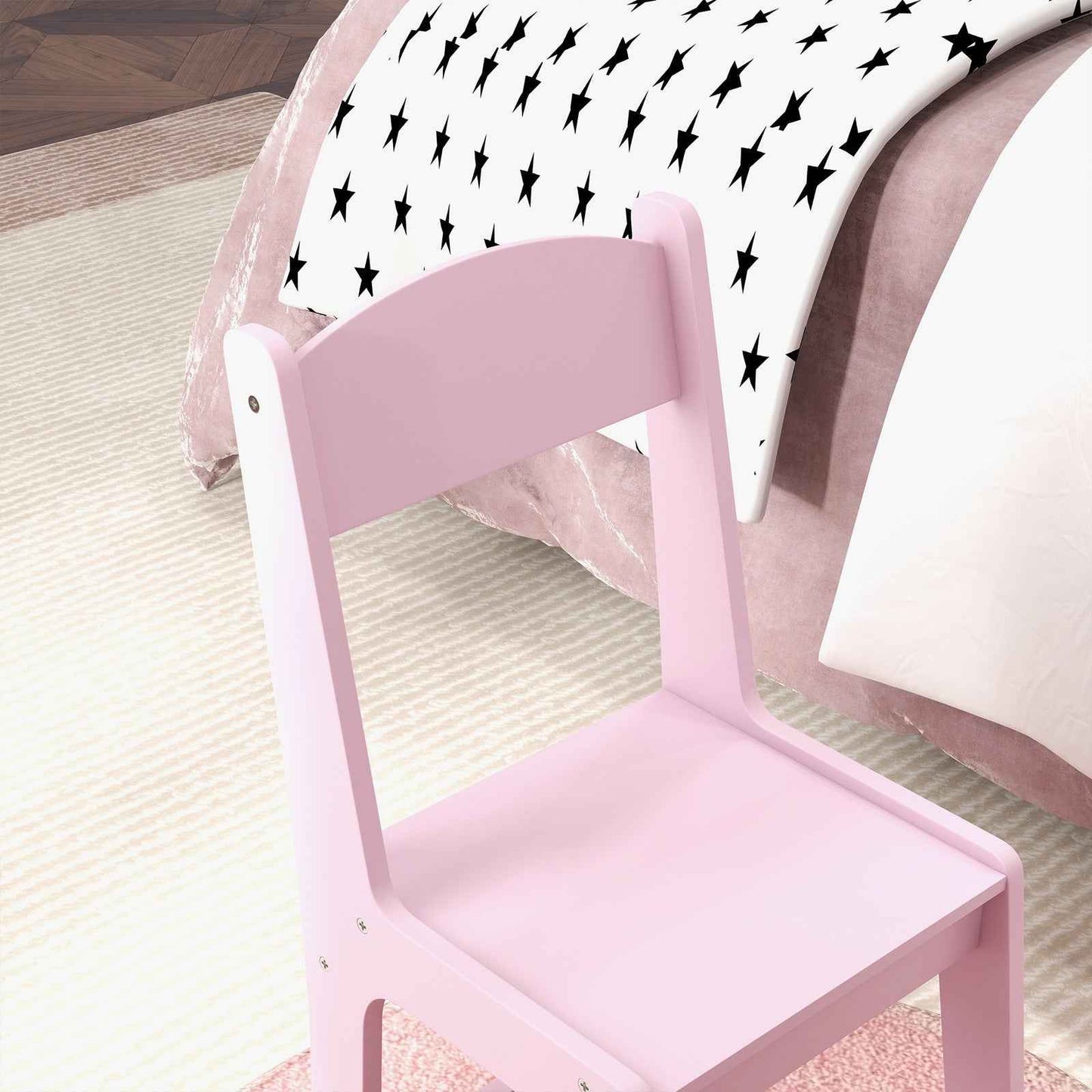 Ergo Heights Children Vanity Set With Chair Pink Polka Dot