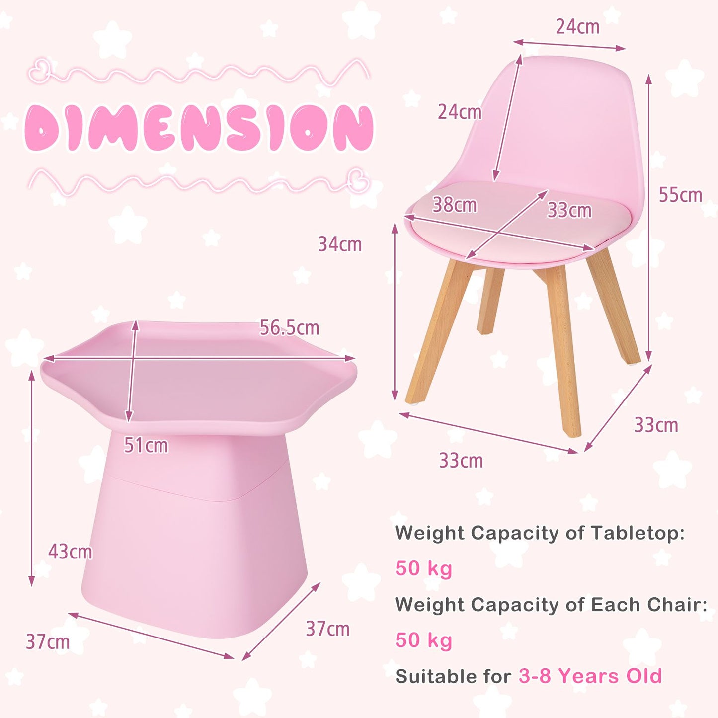Ergo Heights Childrens Table And Chairs Set Pink Kids Desk.
