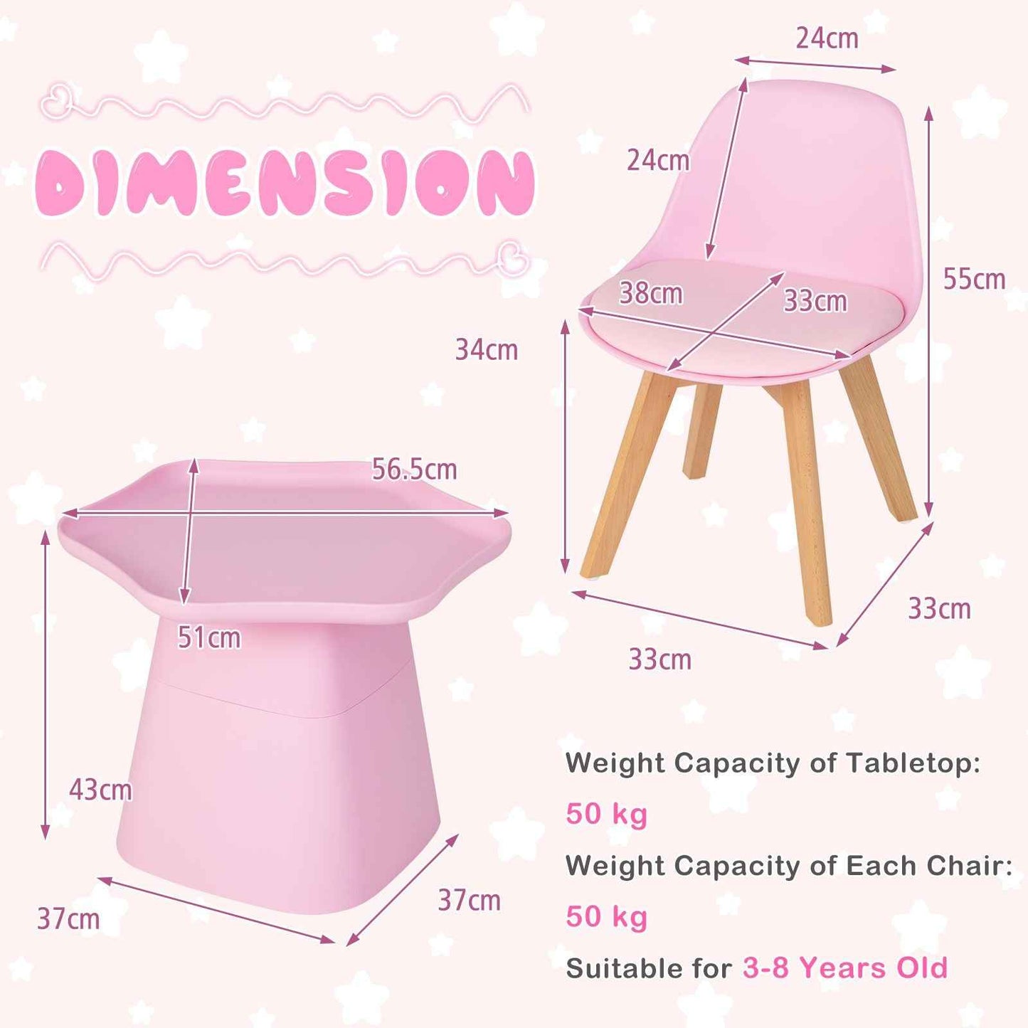 Ergo Heights Childrens Table And Chairs Set Pink Kids Desk
