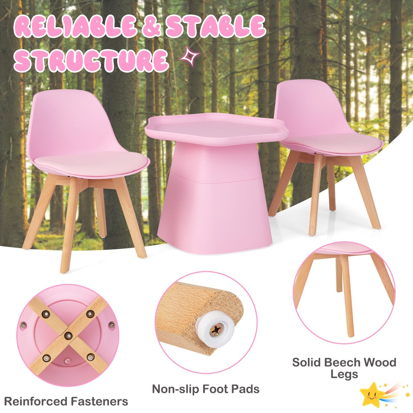 Ergo Heights Childrens Table And Chairs Set Pink Kids Desk.