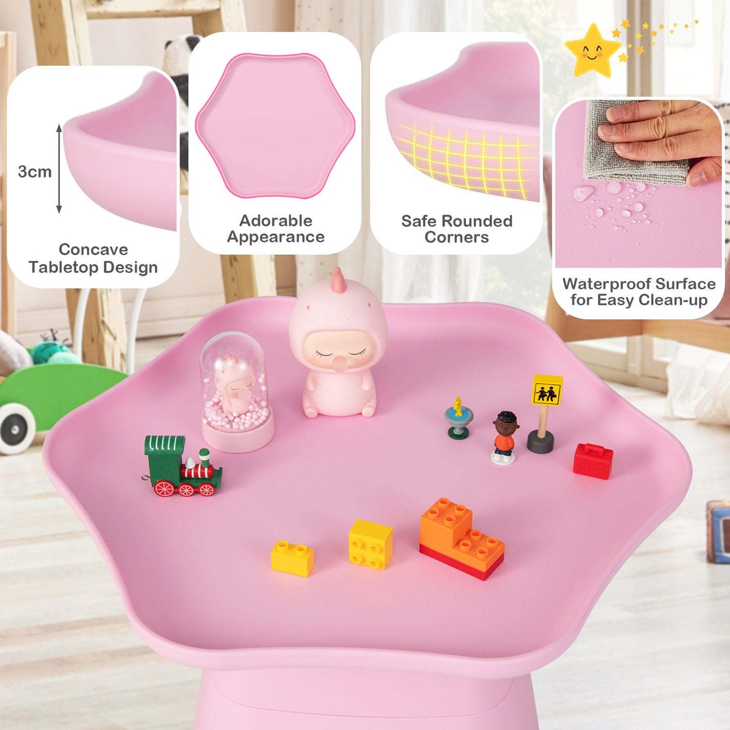 Ergo Heights Childrens Table And Chairs Set Pink Kids Desk.