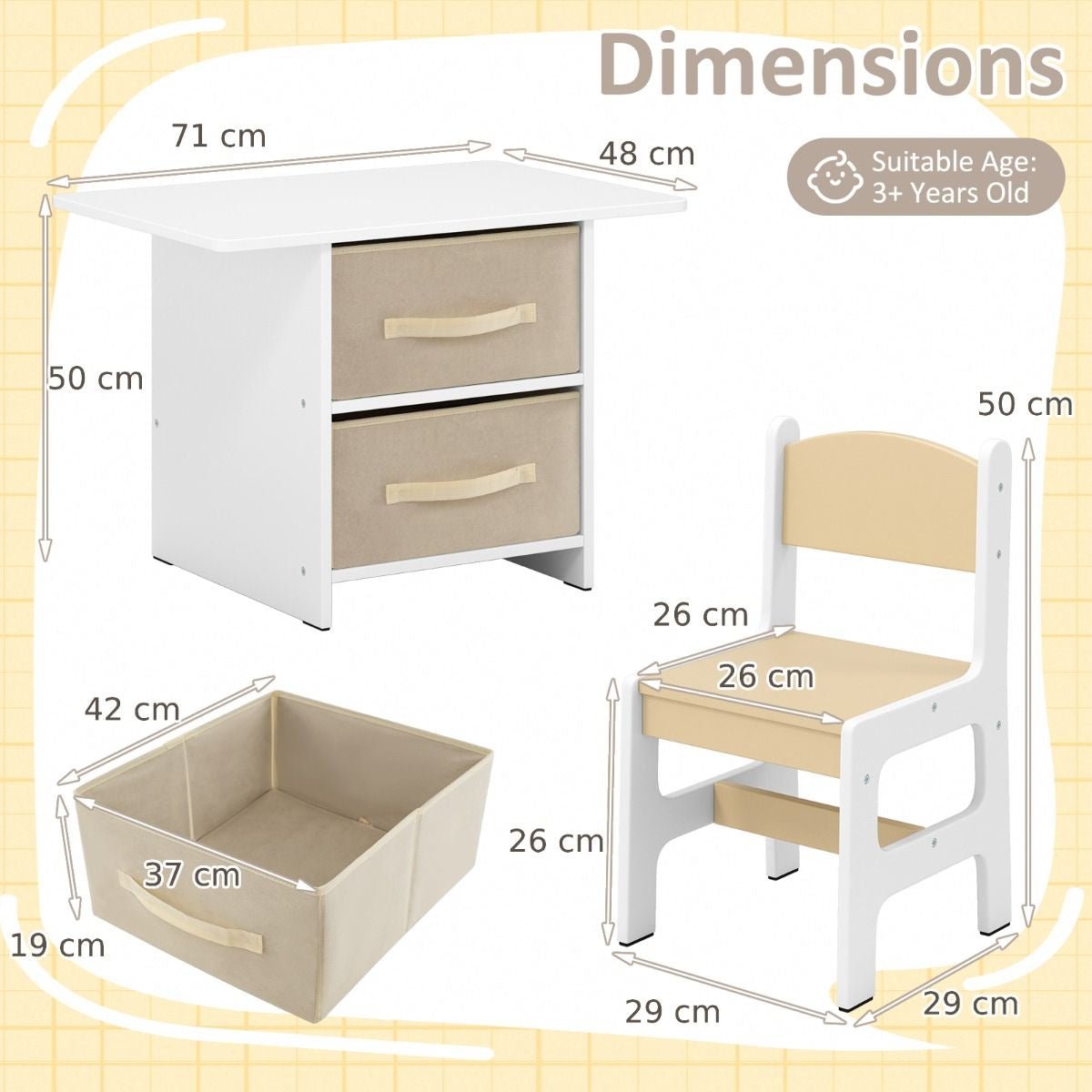 Ergo Heights Children's Wooden Table and Chairs Set.