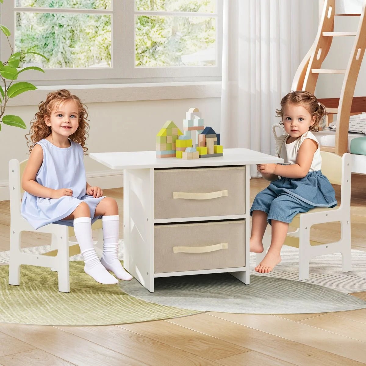 Ergo Heights Children's Wooden Table and Chairs Set.