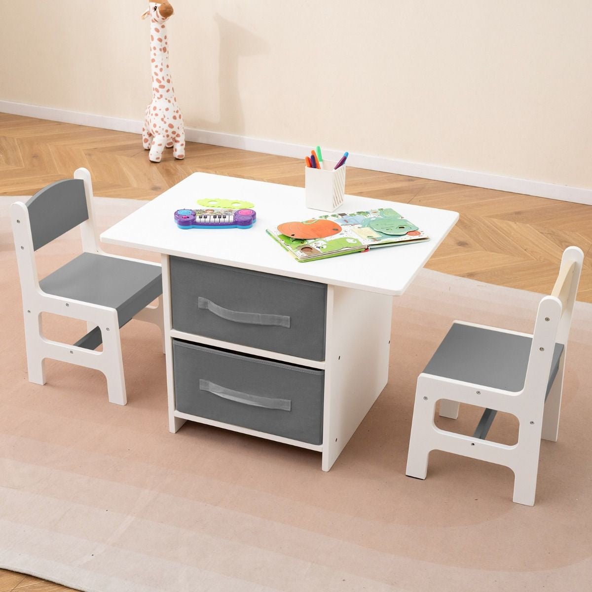 Ergo Heights Children's Wooden Table and Chairs Set.