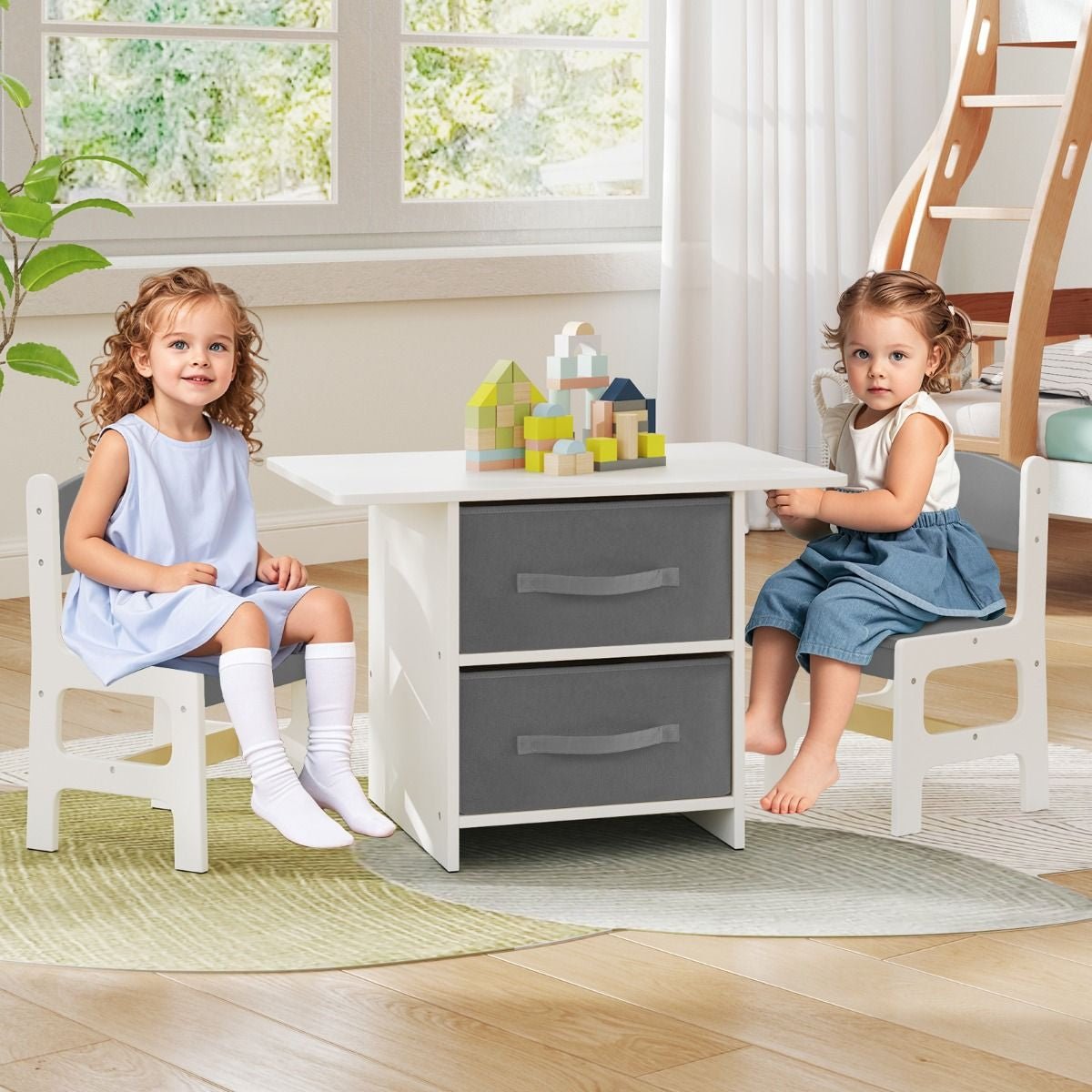 Ergo Heights Children's Wooden Table and Chairs Set.