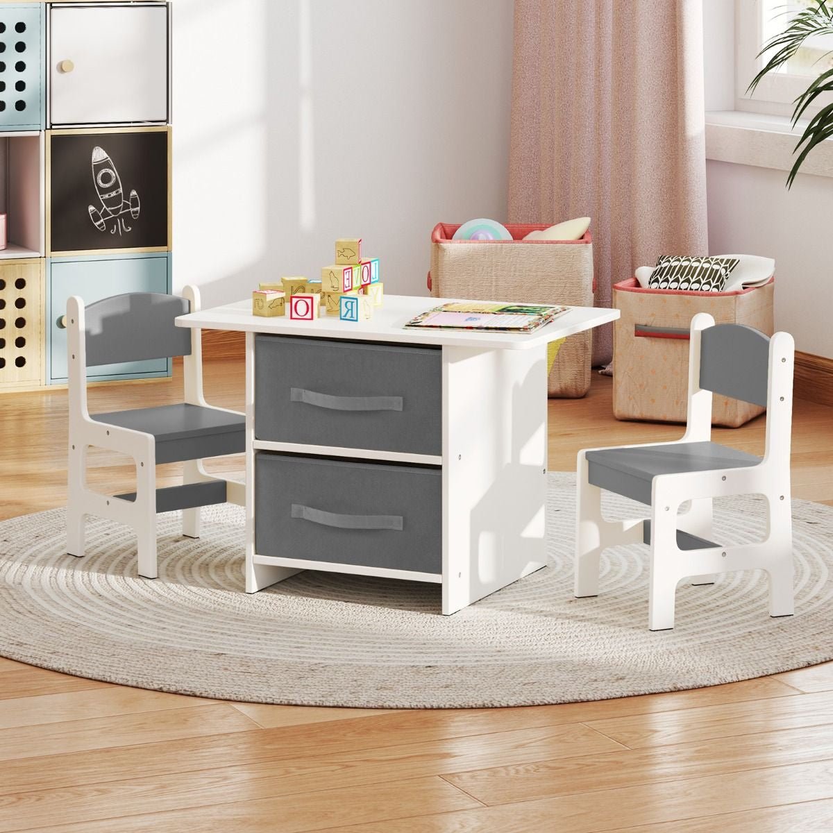Ergo Heights Children's Wooden Table and Chairs Set.
