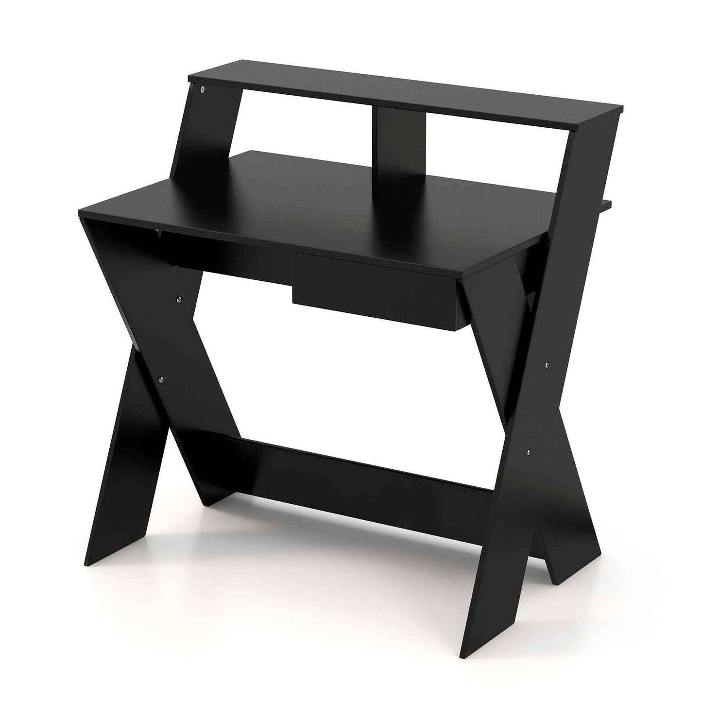 Ergo Heights Compact Desk with Monitor Riser - Black - Ergo Heights