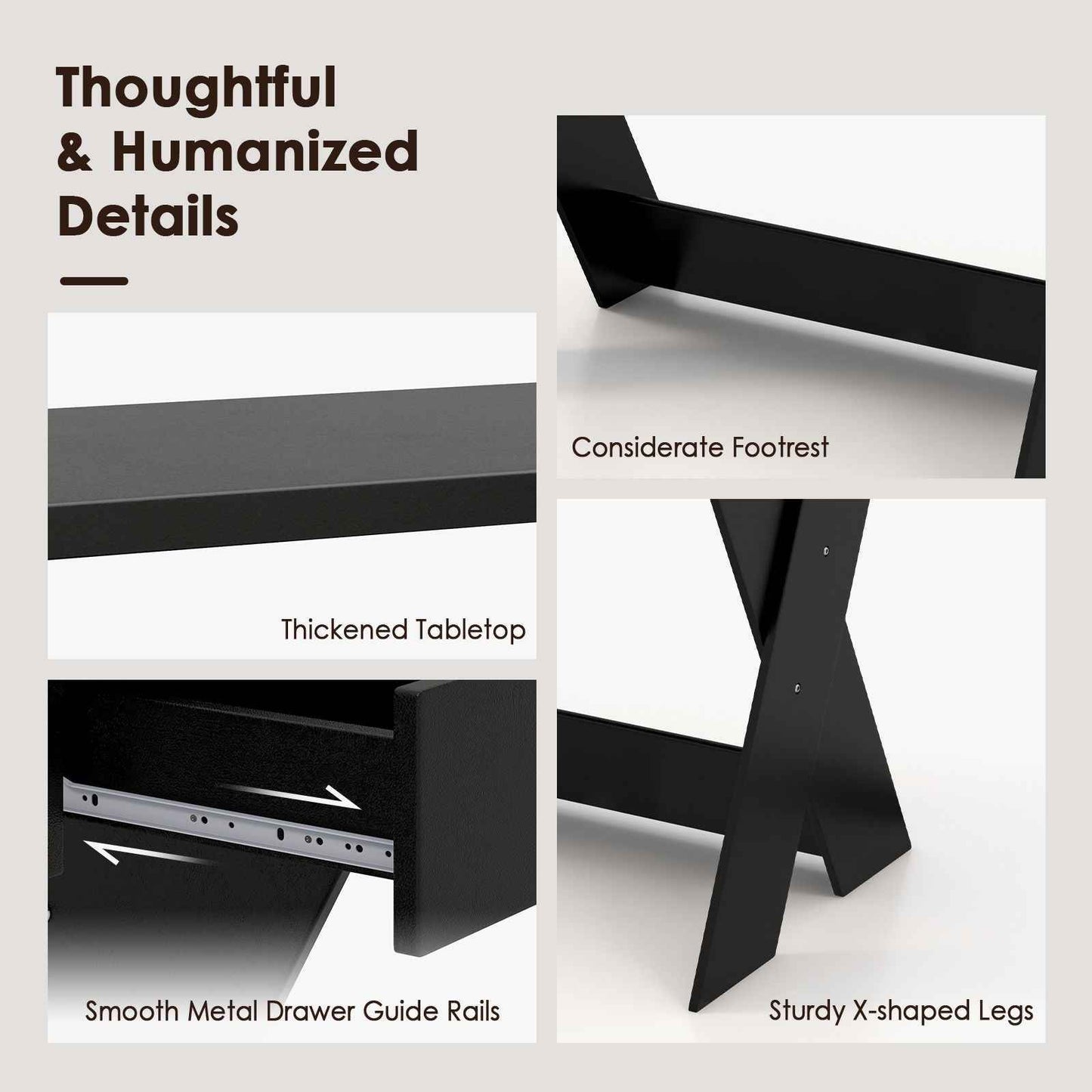Ergo Heights Compact Desk with Monitor Riser - Black - Ergo Heights