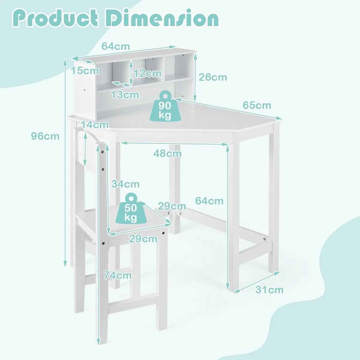 Ergo Heights Corner Desk for Kids Bedroom Set