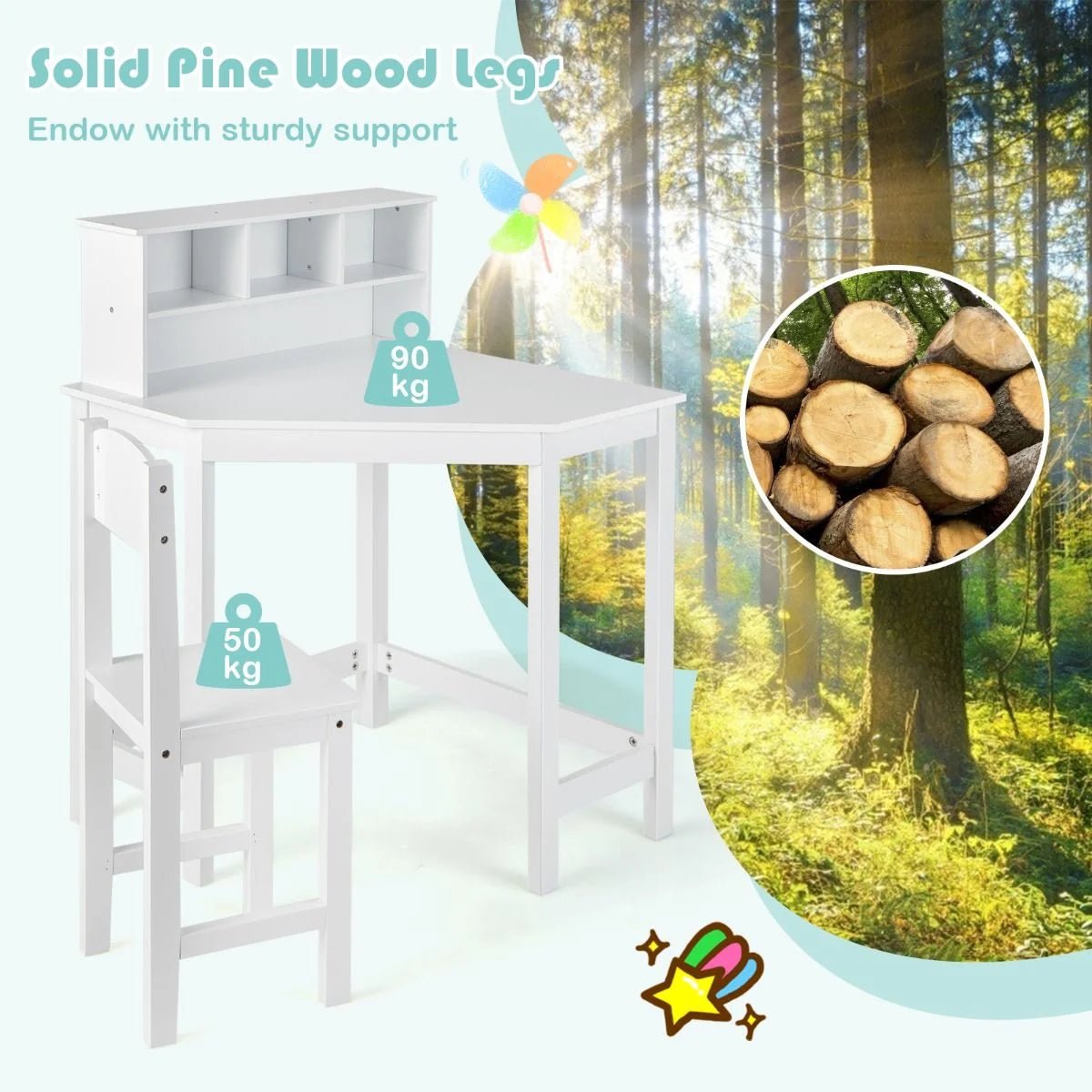 Ergo Heights Corner Desk for Kids Bedroom Set.