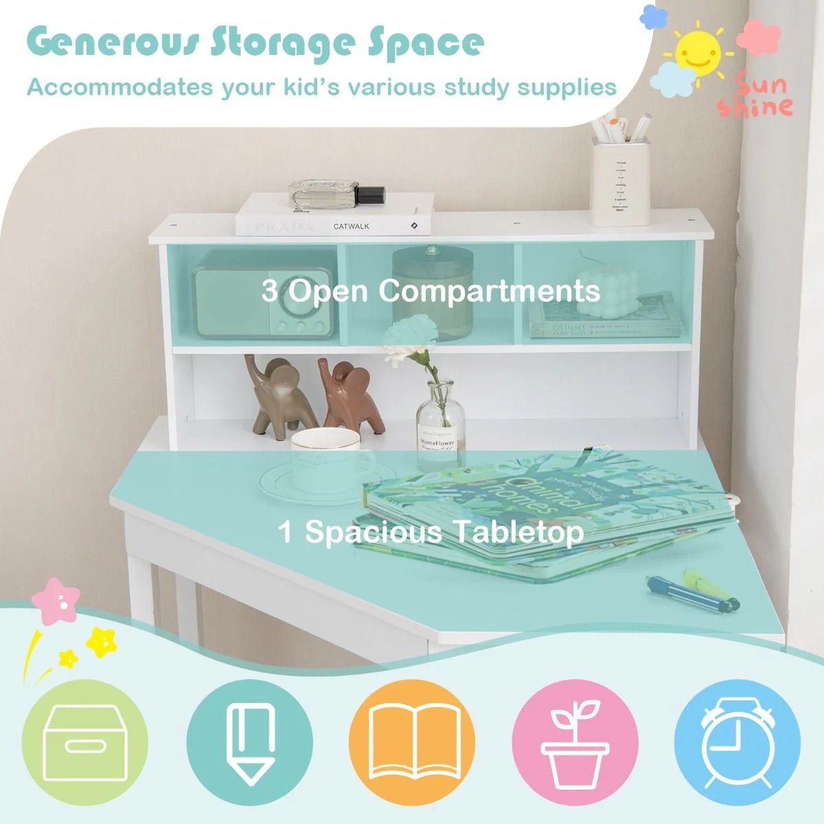 Ergo Heights Corner Desk for Kids Bedroom Set.