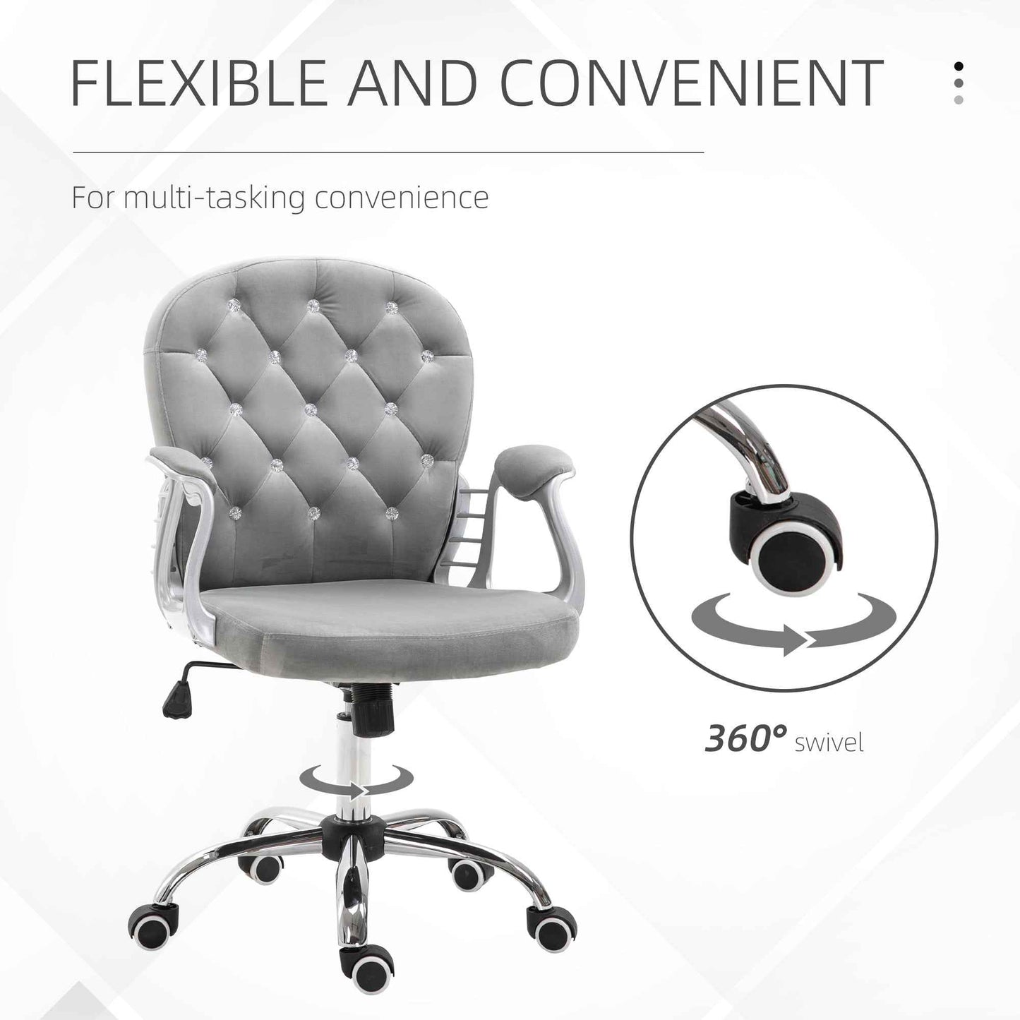 Ergo Heights Diamante Swivel Office Chair White Gold - Ergo Heights